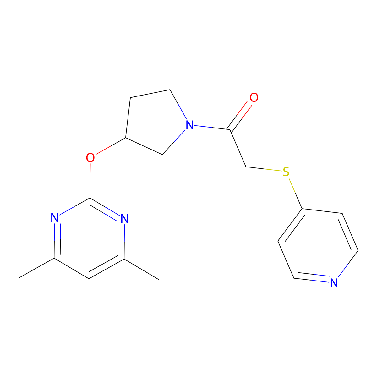 1-(3-((4,6-Dimethylpyrimidin-2-yl)oxy)pyrrolidin-1-yl)-2-(pyridin-4-ylthio)ethanone molecular structure, CAS 2034295-37-7