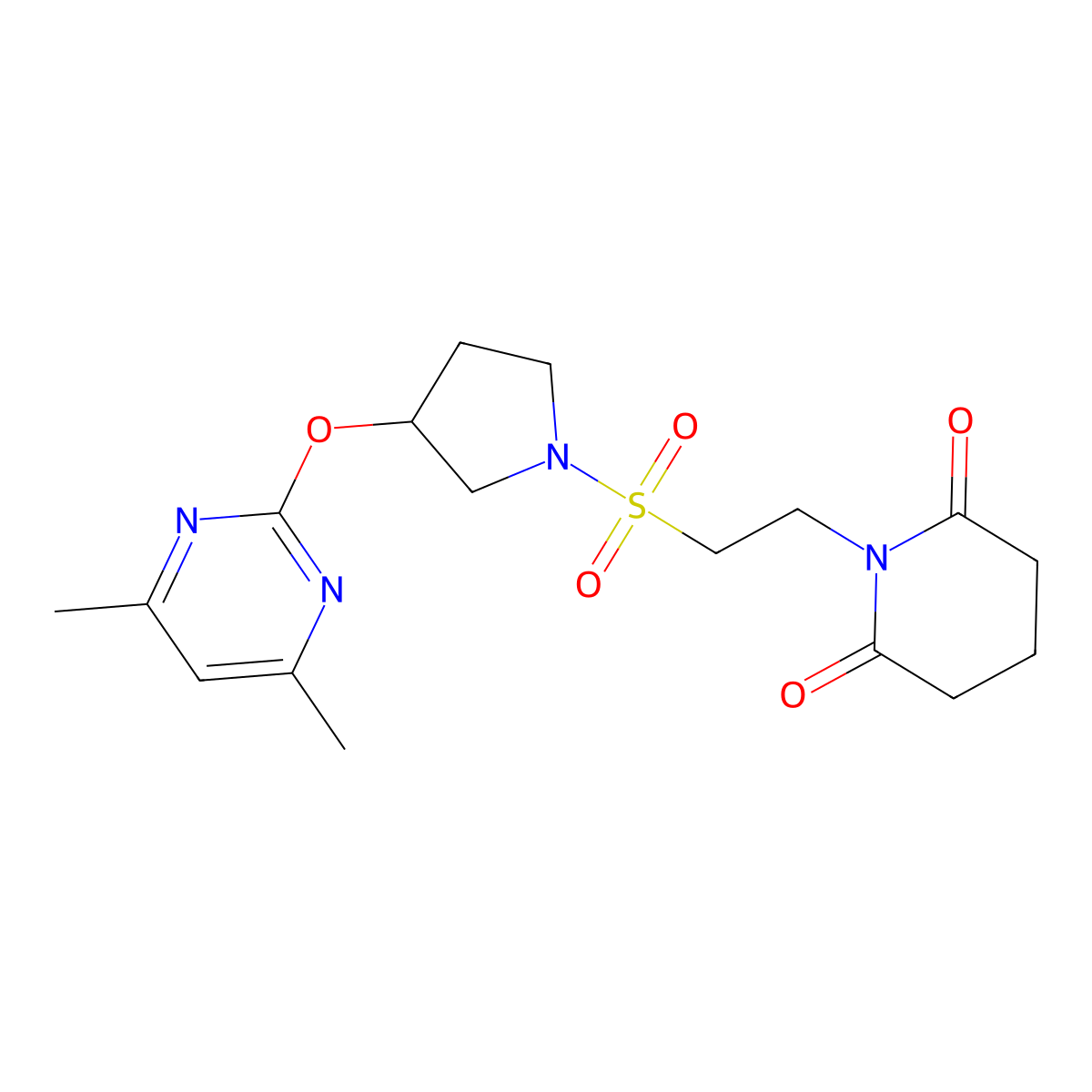 1-(2-((3-((4,6-Dimethylpyrimidin-2-yl)oxy)pyrrolidin-1-yl)sulfonyl)ethyl)piperidine-2,6-dione molecular structure, CAS 2034295-56-0