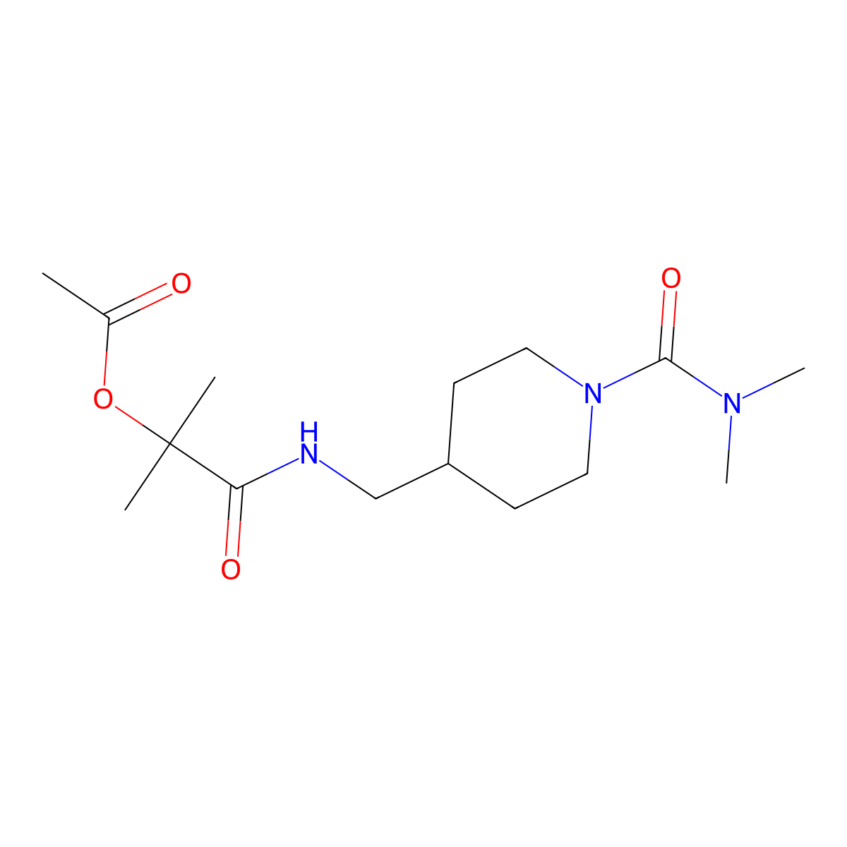 1-(((1-(Dimethylcarbamoyl)piperidin-4-yl)methyl)amino)-2-methyl-1-oxopropan-2-yl acetate molecular structure, CAS 2034295-60-6
