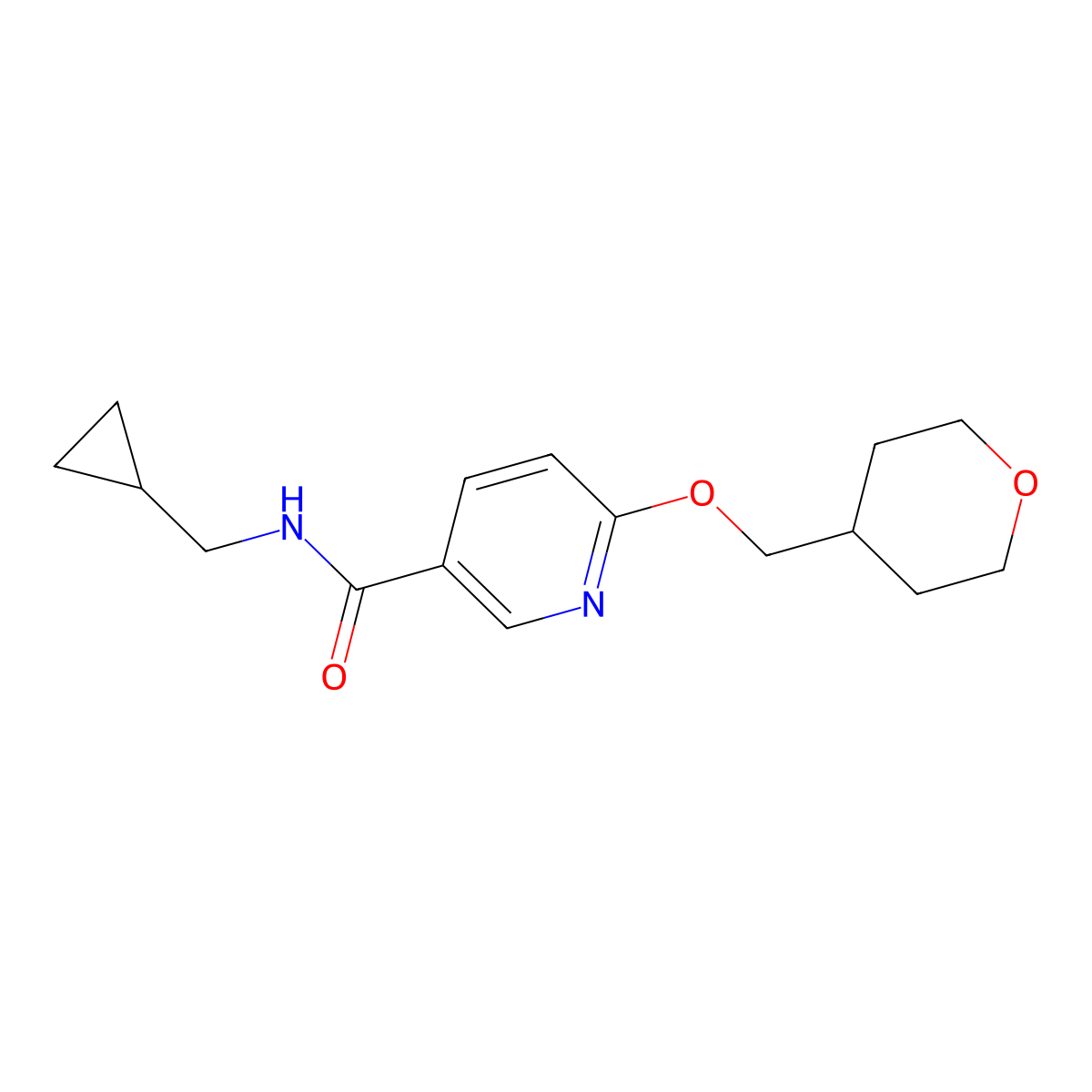 N-(cyclopropylmethyl)-6-((tetrahydro-2H-pyran-4-yl)methoxy)nicotinamide molecular structure, CAS 2034295-63-9