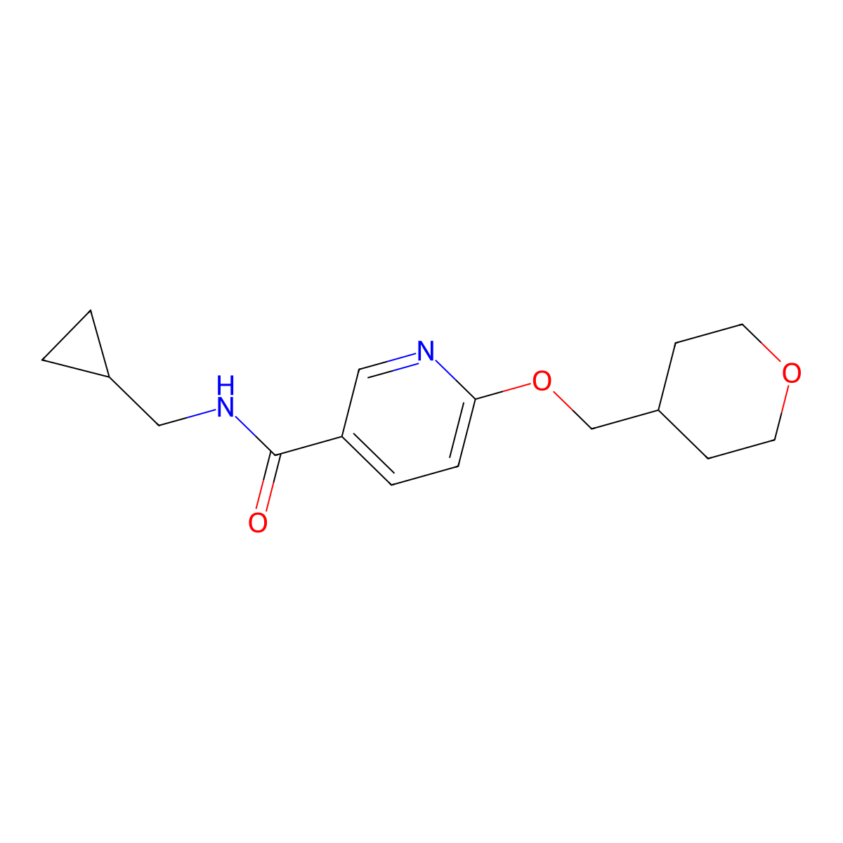 N-(cyclopropylmethyl)-6-((tetrahydro-2H-pyran-4-yl)methoxy)nicotinamide molecular structure, CAS 2034295-63-9
