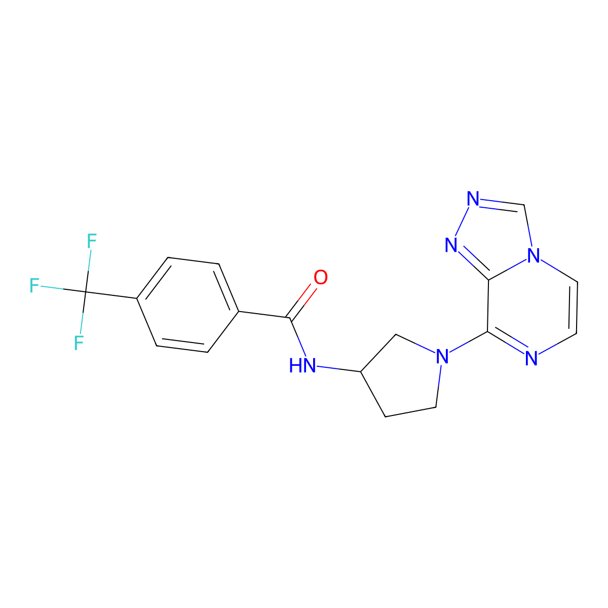 N-(1-{[1,2,4]triazolo[4,3-a]pyrazin-8-yl}pyrrolidin-3-yl)-4-(trifluoromethyl)benzamide molecular structure, CAS 2034295-64-0