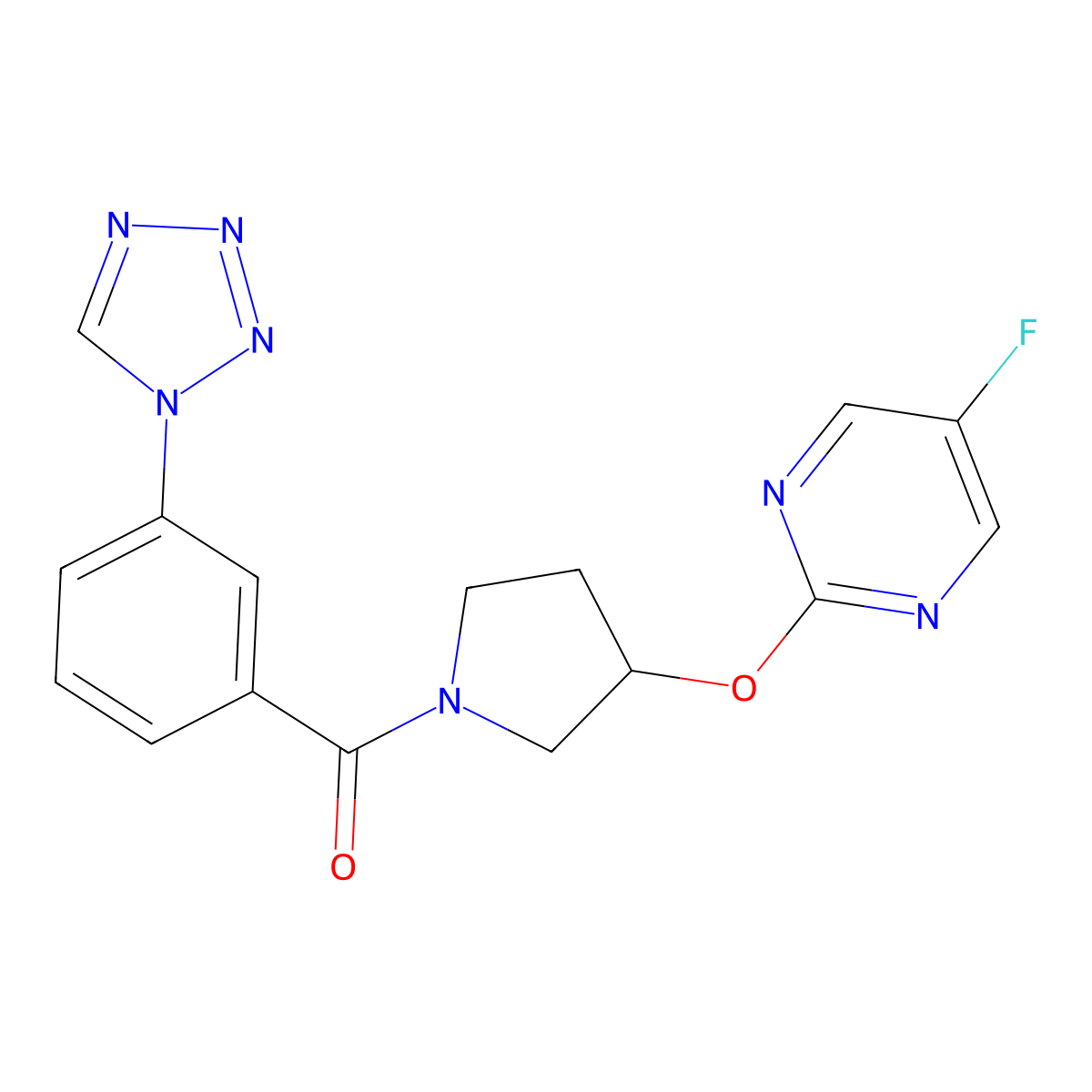 (3-(1H-tetrazol-1-yl)phenyl)(3-((5-fluoropyrimidin-2-yl)oxy)pyrrolidin-1-yl)methanone molecular structure, CAS 2034295-68-4