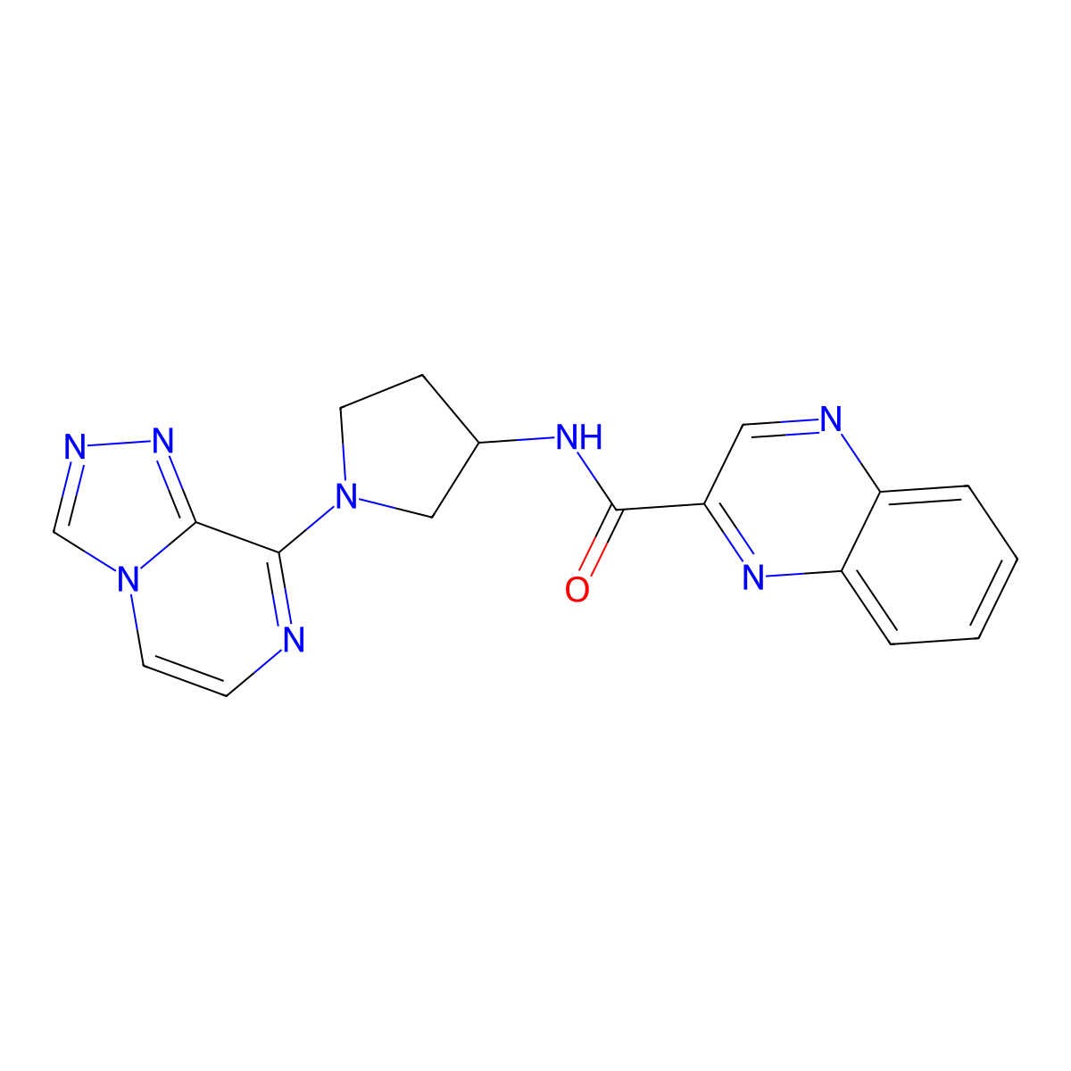 N-(1-([1,2,4]triazolo[4,3-a]pyrazin-8-yl)pyrrolidin-3-yl)quinoxaline-2-carboxamide molecular structure, CAS 2034295-77-5