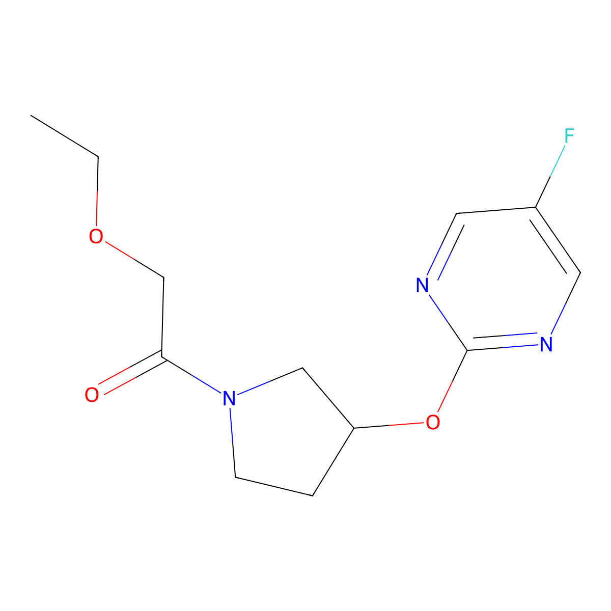 2-Ethoxy-1-(3-((5-fluoropyrimidin-2-yl)oxy)pyrrolidin-1-yl)ethanone molecular structure, CAS 2034295-80-0