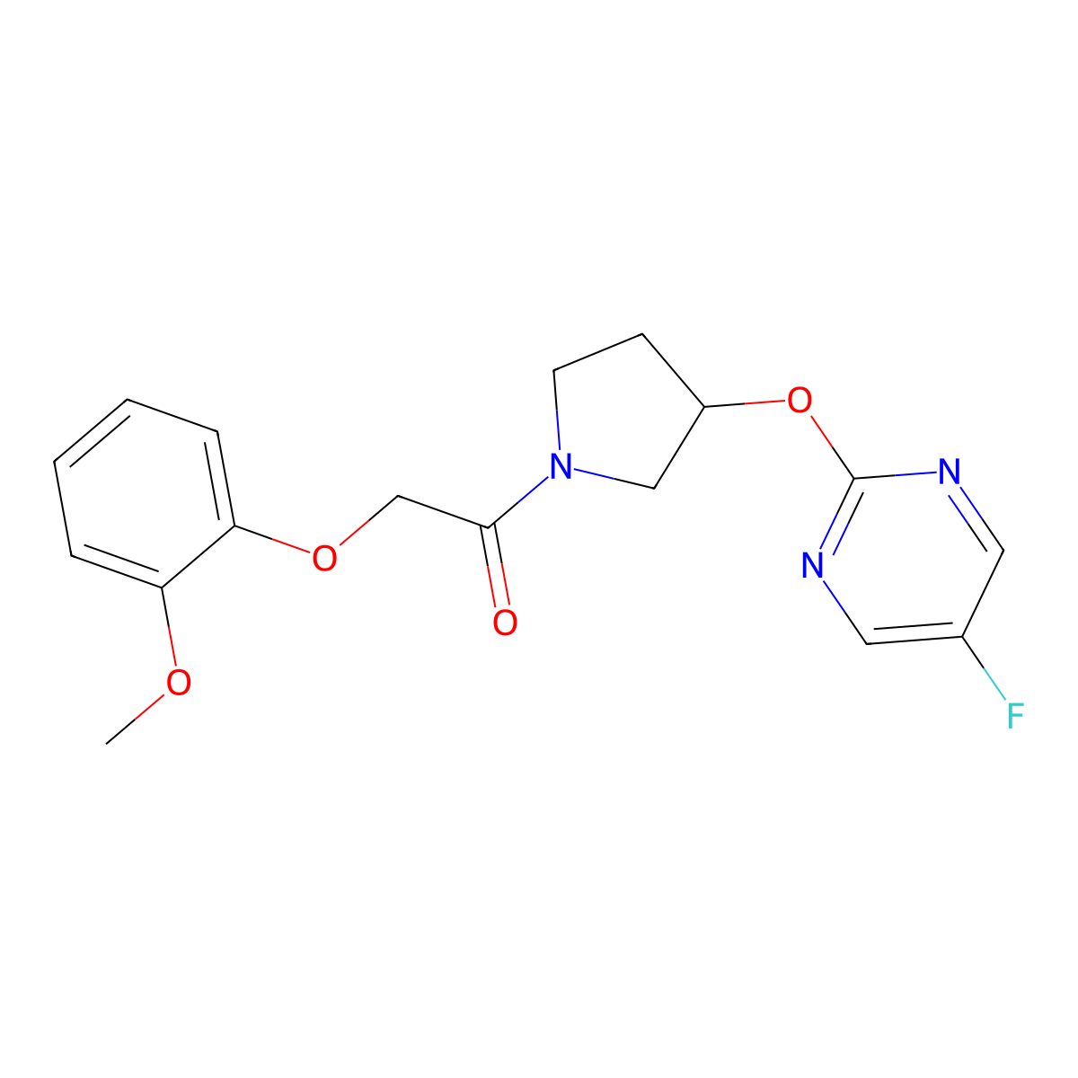 1-(3-((5-Fluoropyrimidin-2-yl)oxy)pyrrolidin-1-yl)-2-(2-methoxyphenoxy)ethanone molecular structure, CAS 2034295-84-4