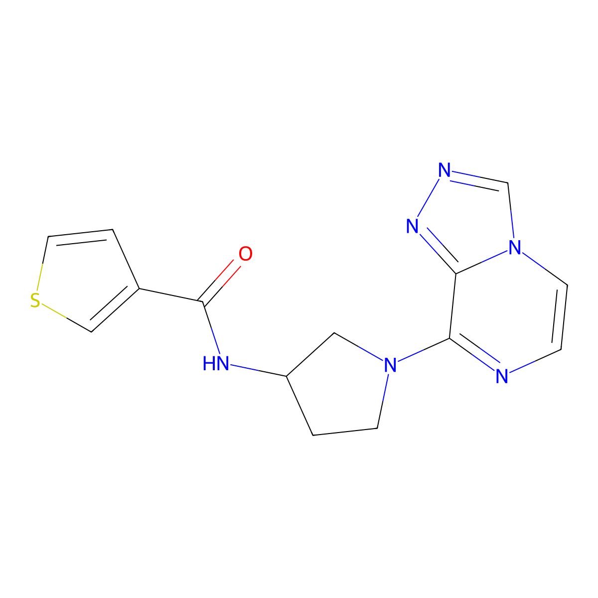 N-(1-{[1,2,4]triazolo[4,3-a]pyrazin-8-yl}pyrrolidin-3-yl)thiophene-3-carboxamide molecular structure, CAS 2034295-95-7