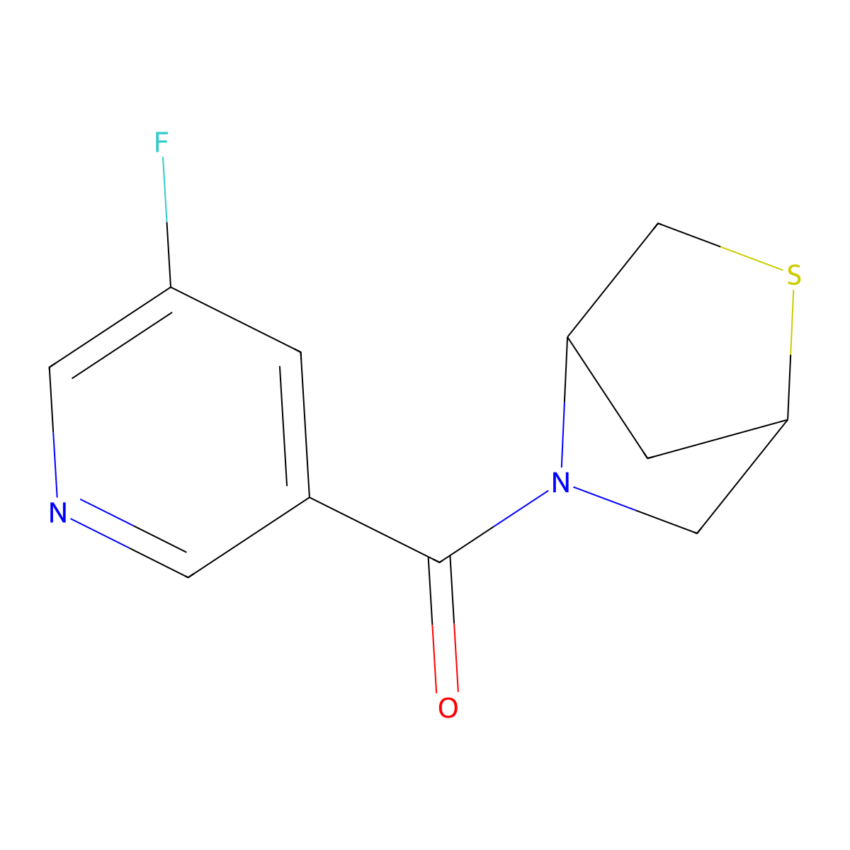 2-Thia-5-azabicyclo[2.2.1]heptan-5-yl(5-fluoropyridin-3-yl)methanone molecular structure, CAS 2034295-97-9