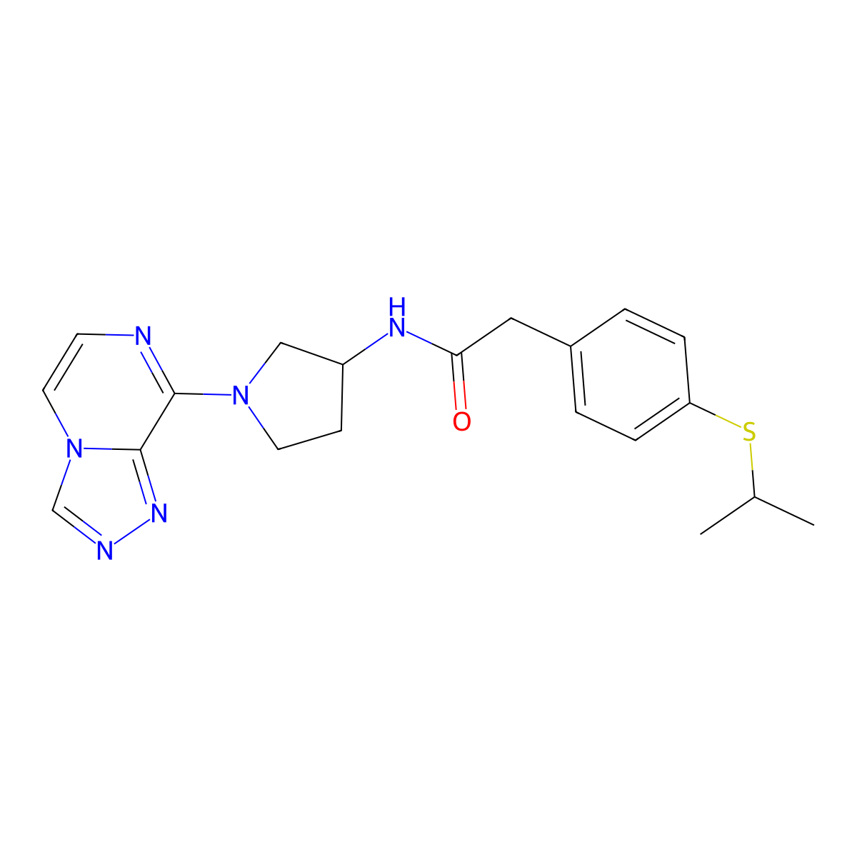 N-(1-([1,2,4]triazolo[4,3-a]pyrazin-8-yl)pyrrolidin-3-yl)-2-(4-(isopropylthio)phenyl)acetamide molecular structure, CAS 2034295-98-0