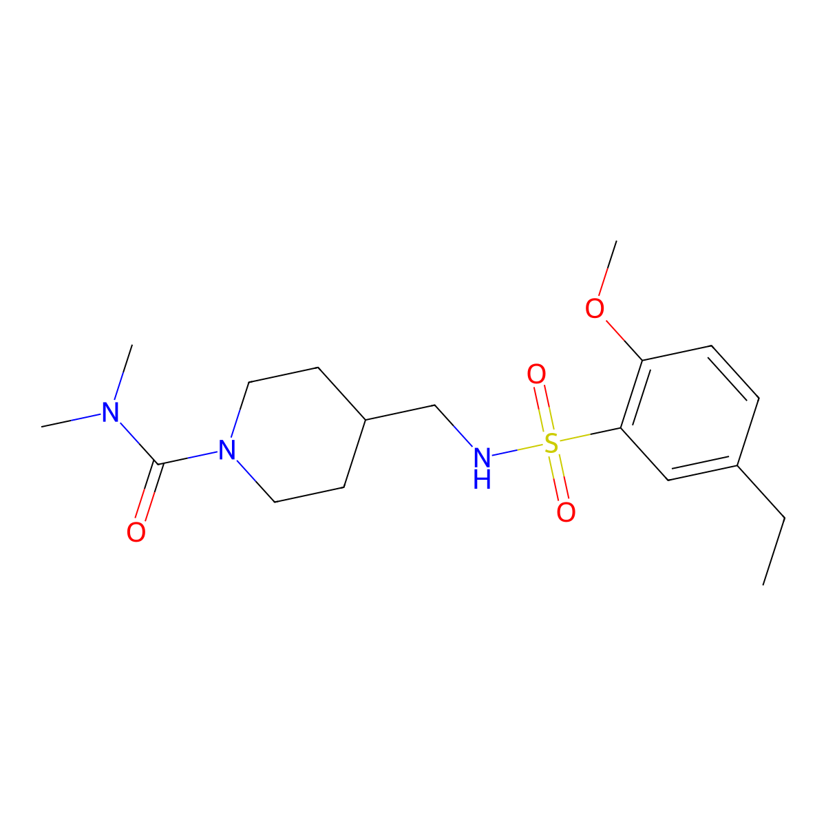 4-[(5-ethyl-2-methoxybenzenesulfonamido)methyl]-N,N-dimethylpiperidine-1-carboxamide molecular structure, CAS 2034296-02-9