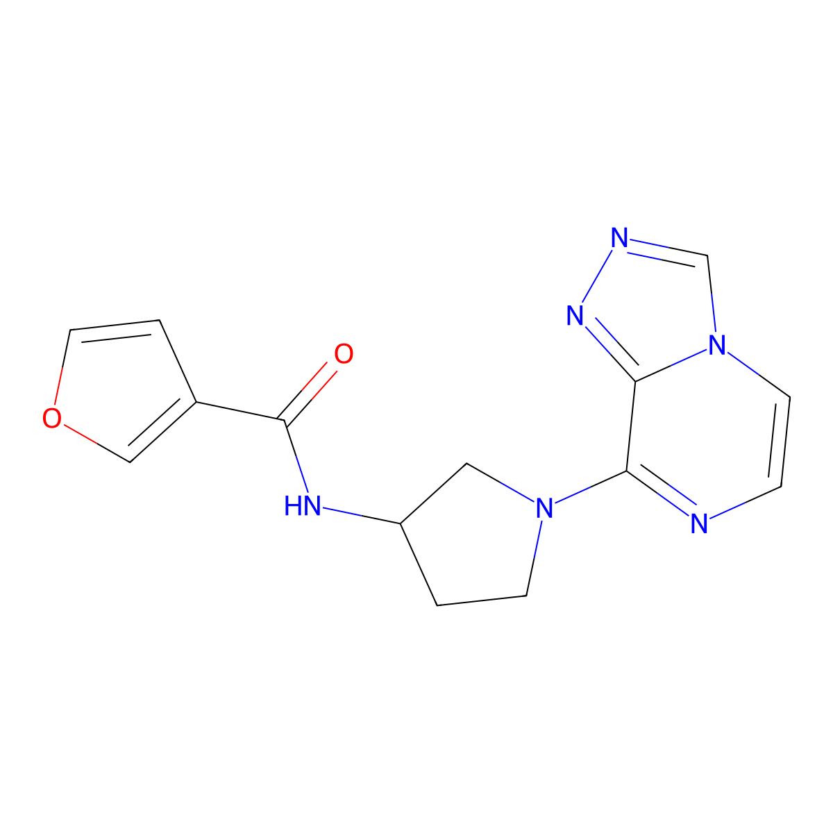 N-(1-{[1,2,4]triazolo[4,3-a]pyrazin-8-yl}pyrrolidin-3-yl)furan-3-carboxamide molecular structure, CAS 2034296-03-0