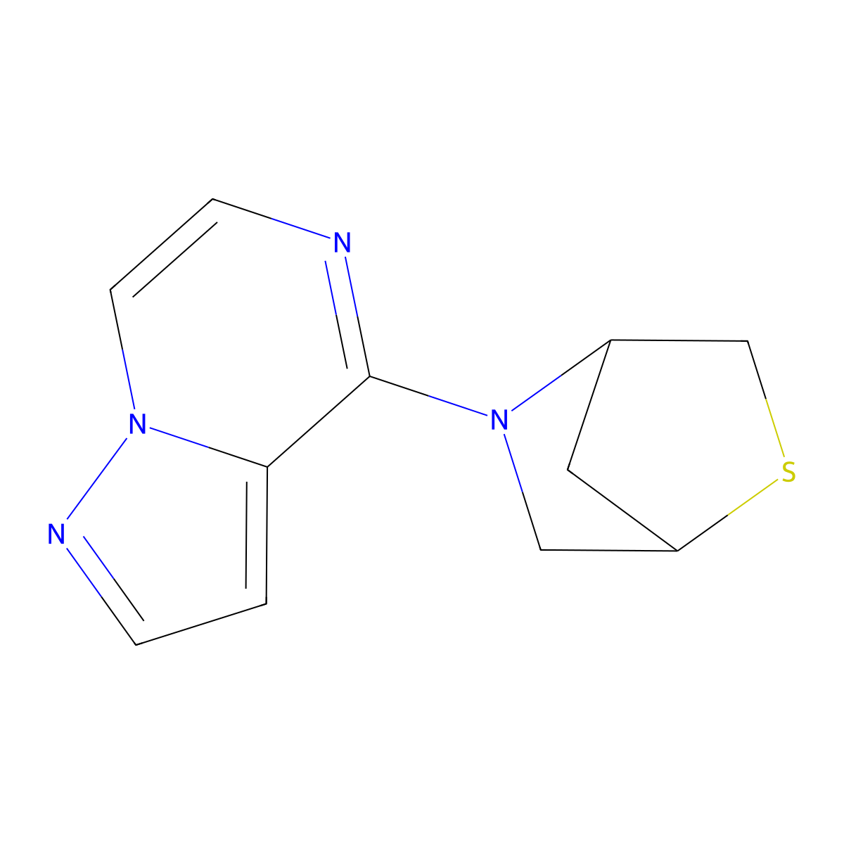 5-{Pyrazolo[1,5-a]pyrazin-4-yl}-2-thia-5-azabicyclo[2.2.1]heptane molecular structure, CAS 2034296-04-1