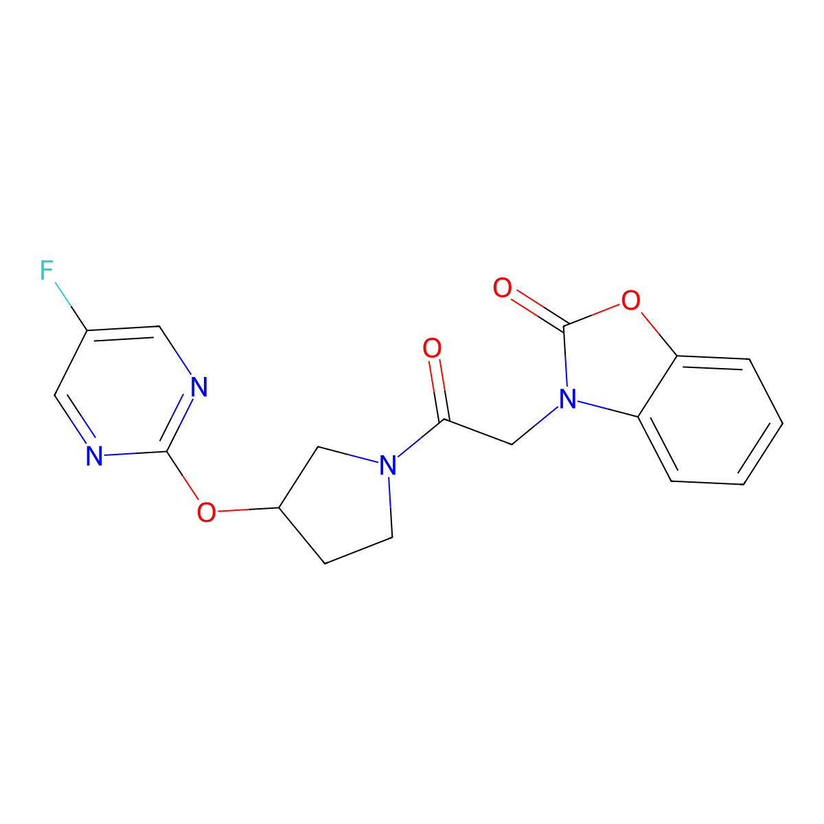 3-(2-(3-((5-fluoropyrimidin-2-yl)oxy)pyrrolidin-1-yl)-2-oxoethyl)benzo[d]oxazol-2(3H)-one molecular structure, CAS 2034296-06-3