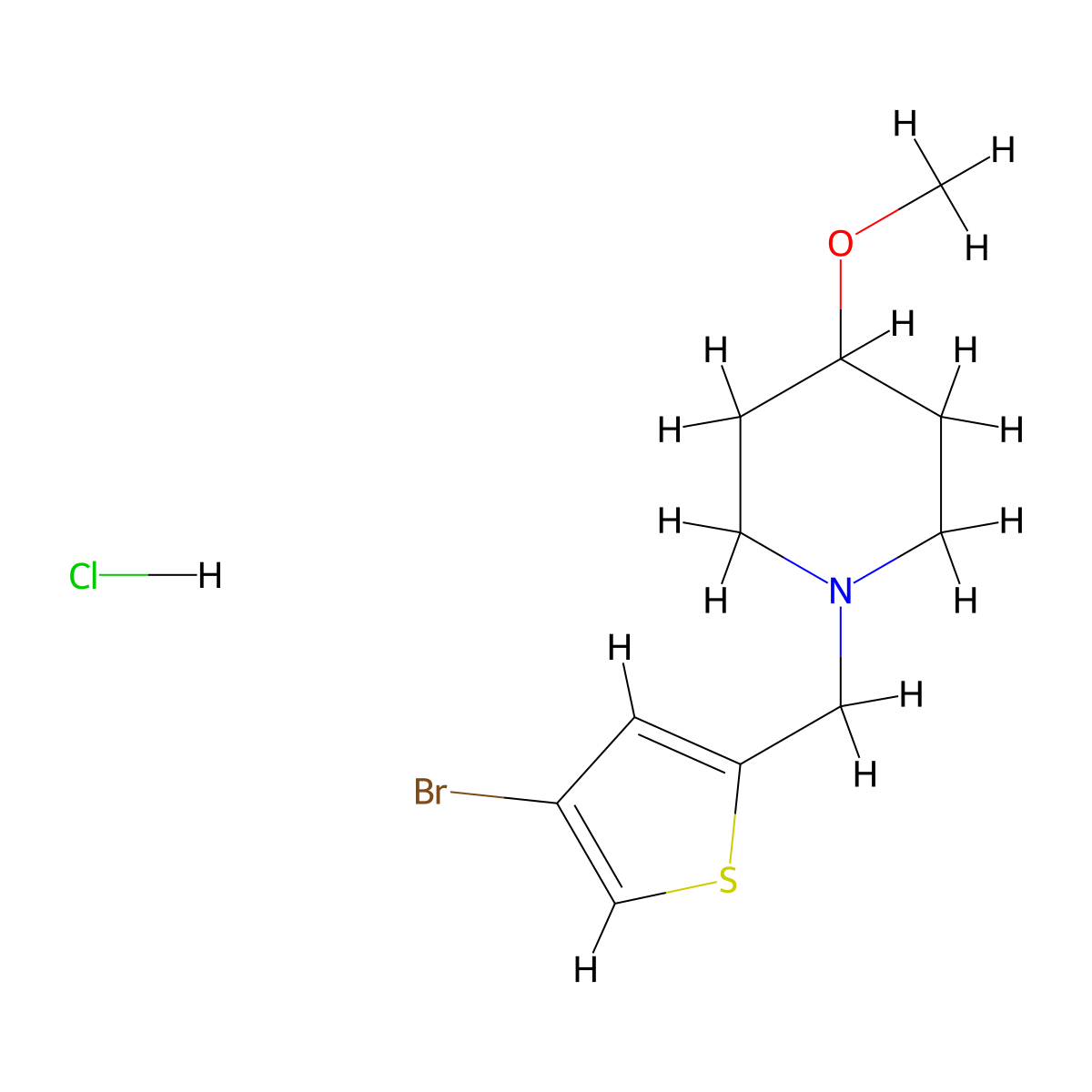 1-((4-Bromothiophen-2-yl)methyl)-4-methoxypiperidine hydrochloride molecular structure, CAS 2034296-14-3