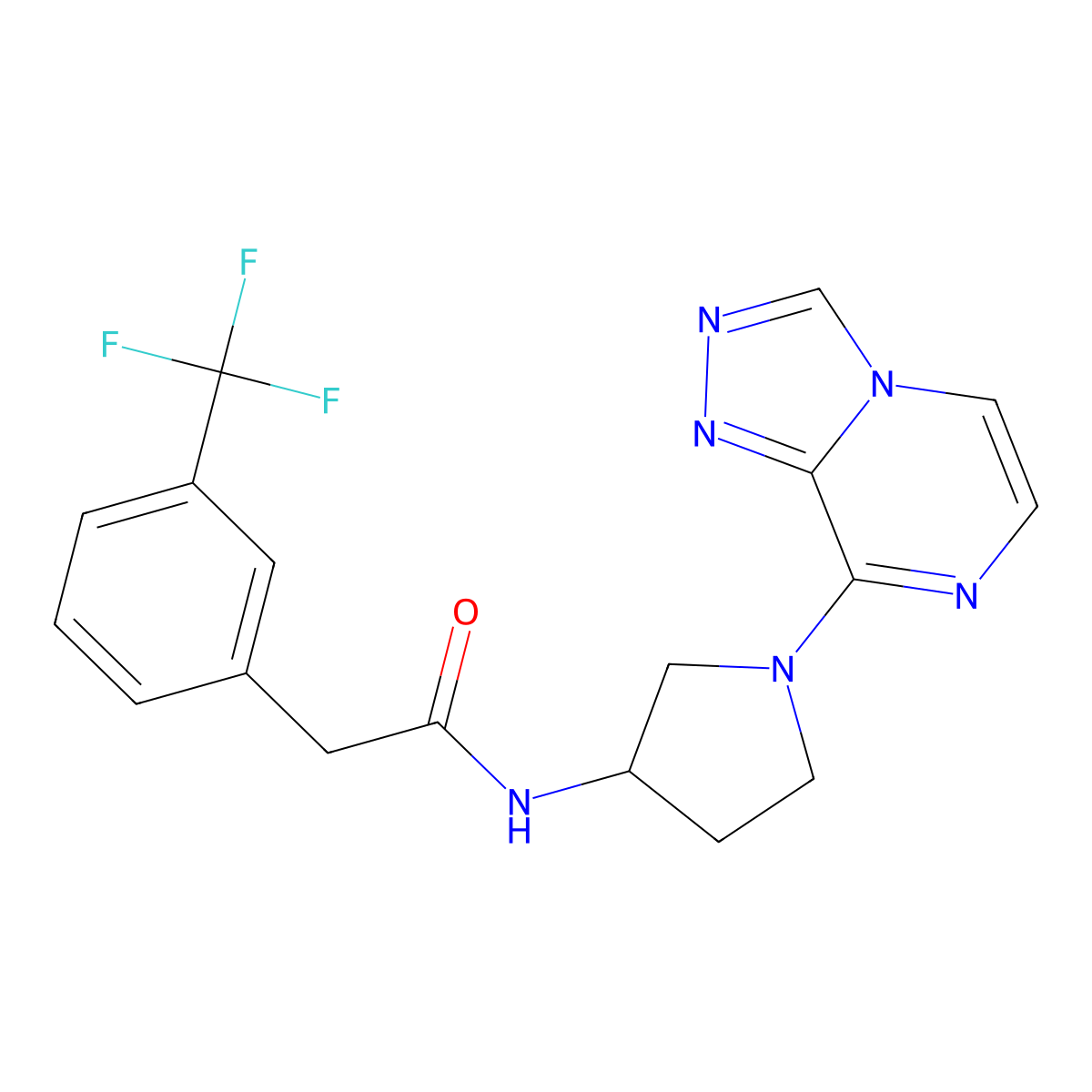 N-(1-{[1,2,4]triazolo[4,3-a]pyrazin-8-yl}pyrrolidin-3-yl)-2-[3-(trifluoromethyl)phenyl]acetamide molecular structure, CAS 2034296-16-5