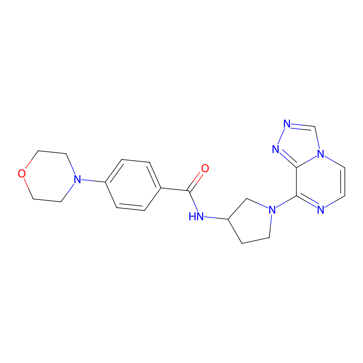 N-(1-([1,2,4]triazolo[4,3-a]pyrazin-8-yl)pyrrolidin-3-yl)-4-morpholinobenzamide molecular structure, CAS 2034296-21-2