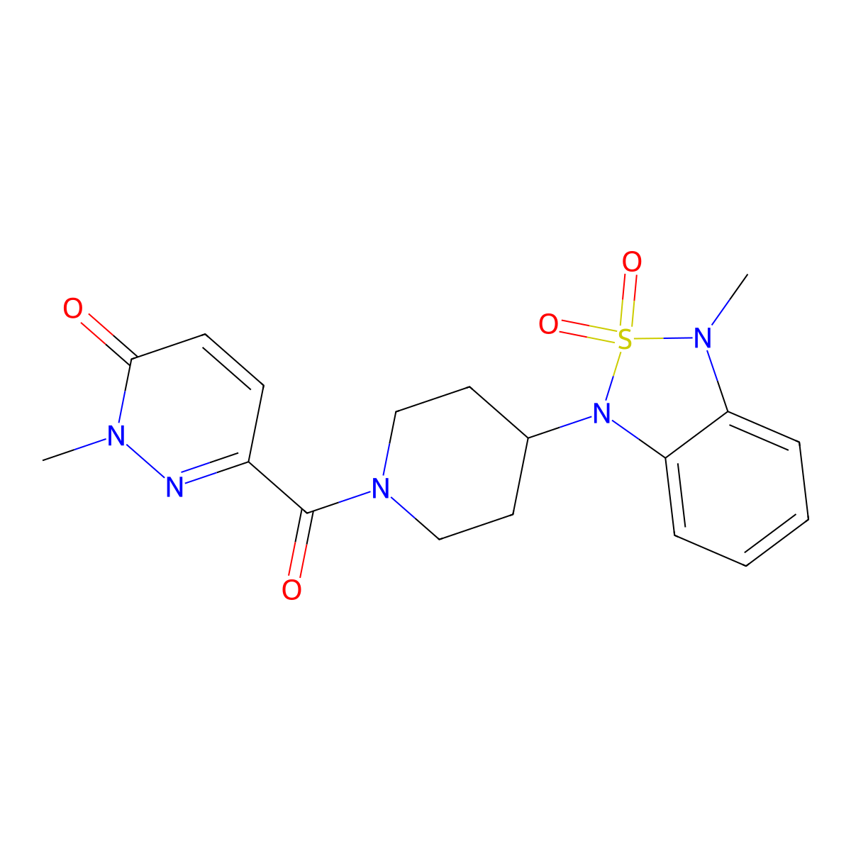 2-methyl-6-(4-(3-methyl-2,2-dioxidobenzo[c][1,2,5]thiadiazol-1(3H)-yl)piperidine-1-carbonyl)pyridazin-3(2H)-one molecular structure, CAS 2034296-27-8