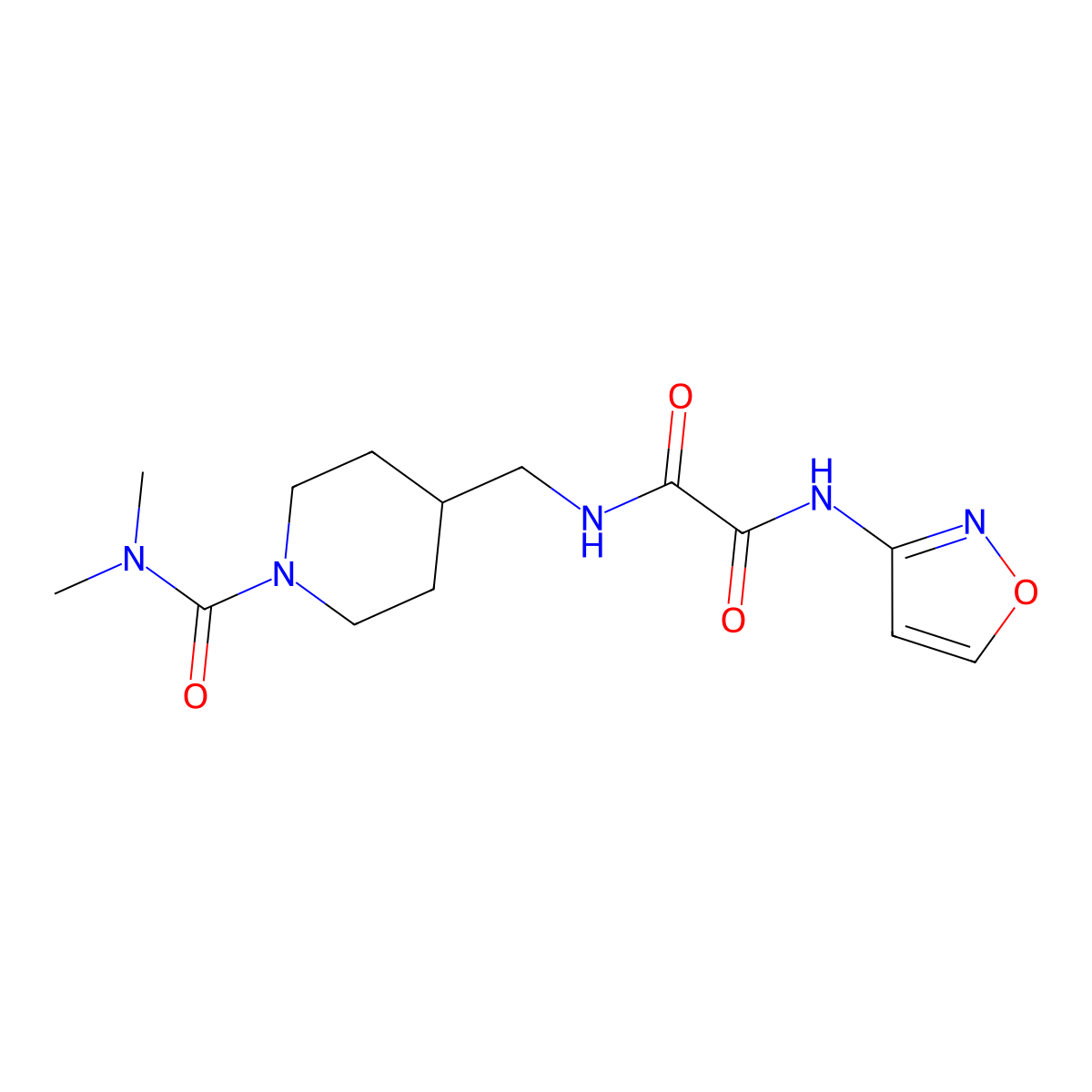 N1-((1-(dimethylcarbamoyl)piperidin-4-yl)methyl)-N2-(isoxazol-3-yl)oxalamide molecular structure, CAS 2034296-30-3