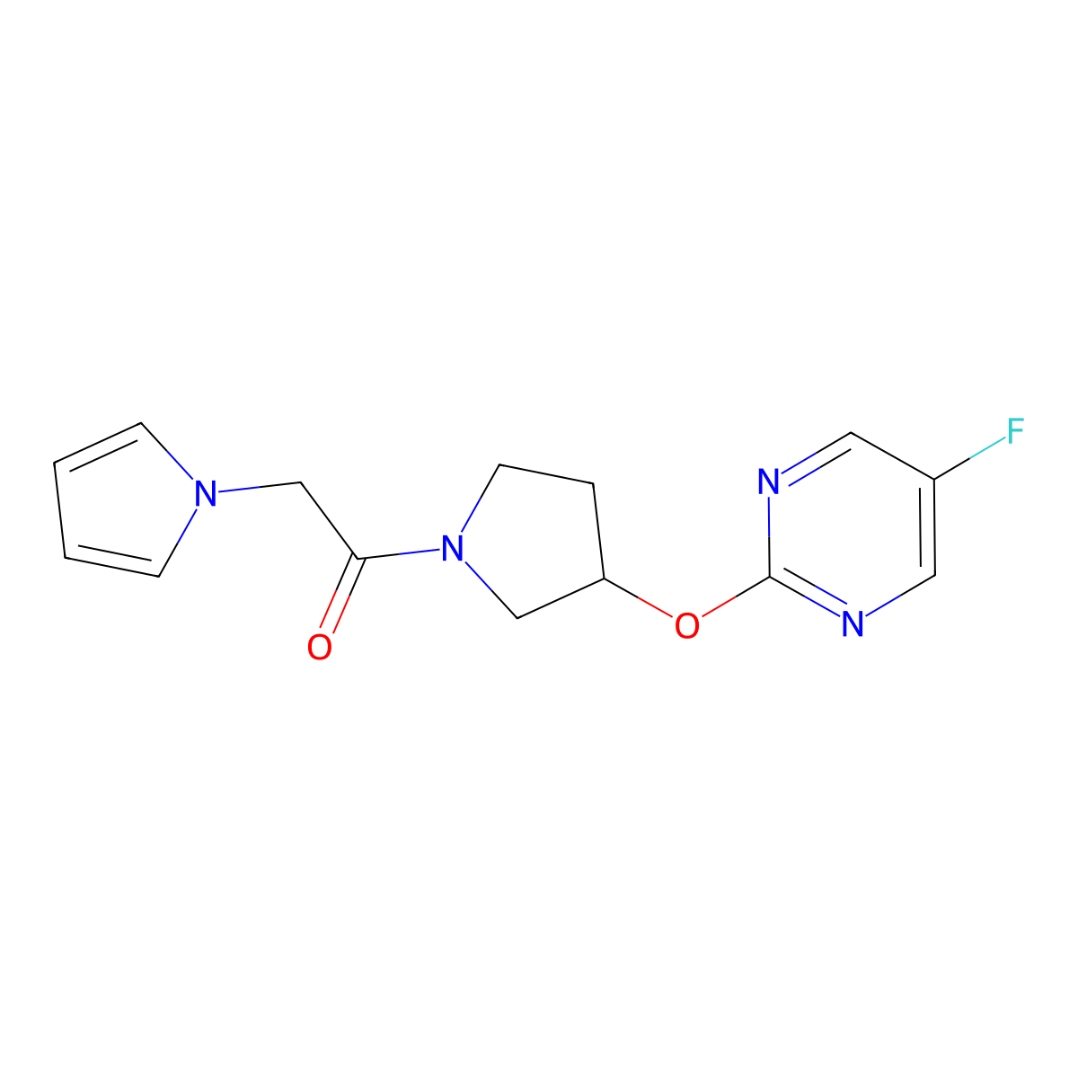 1-(3-((5-fluoropyrimidin-2-yl)oxy)pyrrolidin-1-yl)-2-(1H-pyrrol-1-yl)ethanone molecular structure, CAS 2034296-34-7