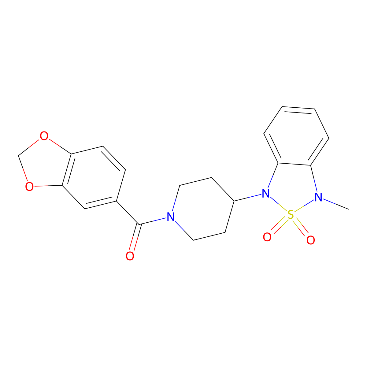 benzo[d][1,3]dioxol-5-yl(4-(3-methyl-2,2-dioxidobenzo[c][1,2,5]thiadiazol-1(3H)-yl)piperidin-1-yl)methanone molecular structure, CAS 2034296-41-6