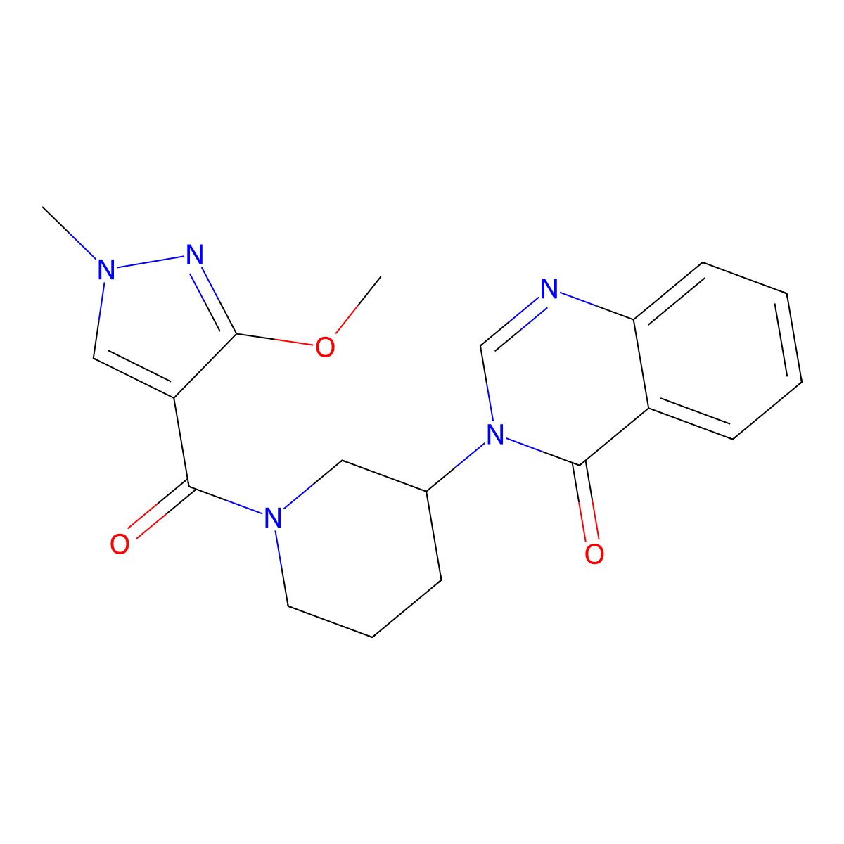 3-(1-(3-methoxy-1-methyl-1H-pyrazole-4-carbonyl)piperidin-3-yl)quinazolin-4(3H)-one molecular structure, CAS 2034296-44-9