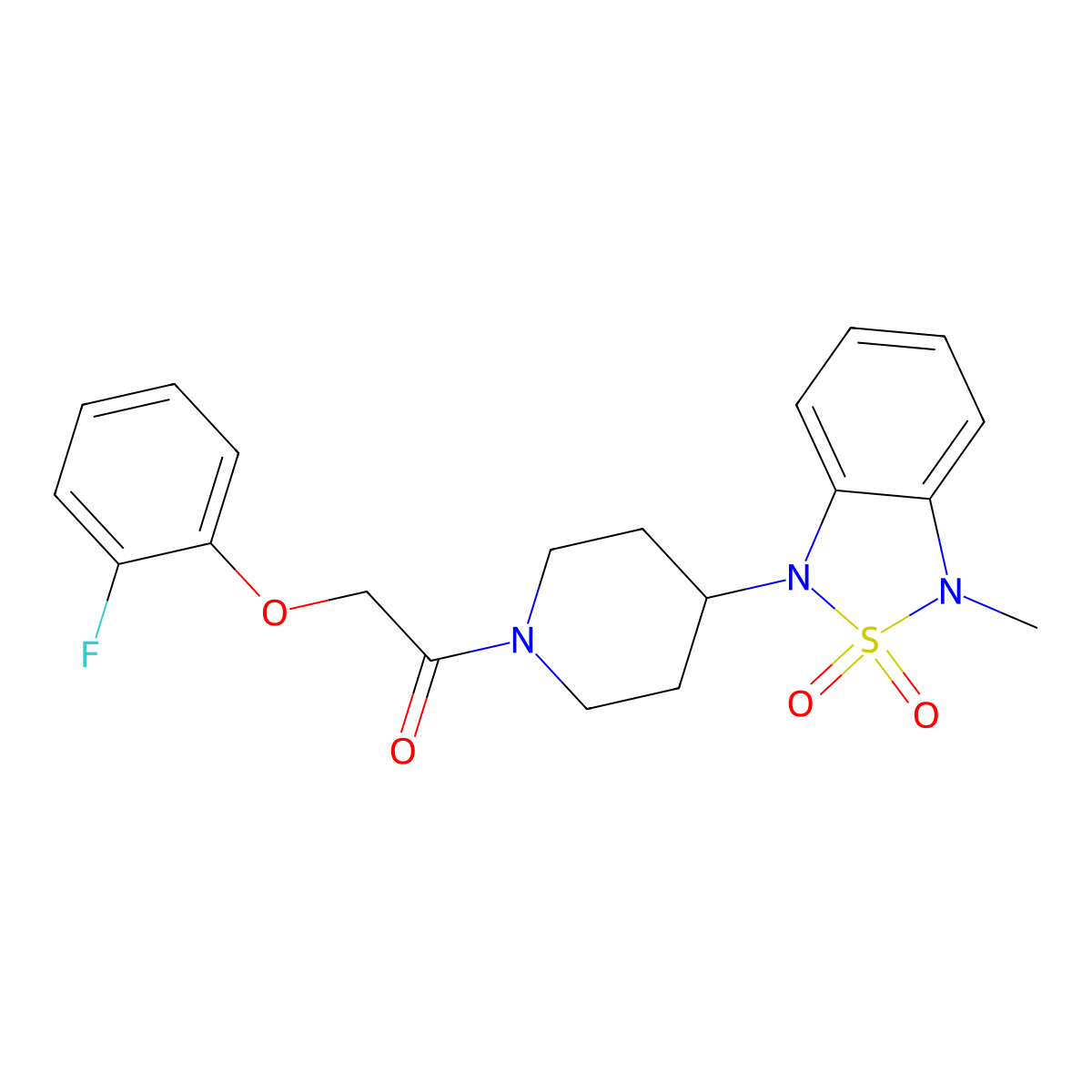 2-(2-fluorophenoxy)-1-(4-(3-methyl-2,2-dioxidobenzo[c][1,2,5]thiadiazol-1(3H)-yl)piperidin-1-yl)ethanone molecular structure, CAS 2034296-52-9