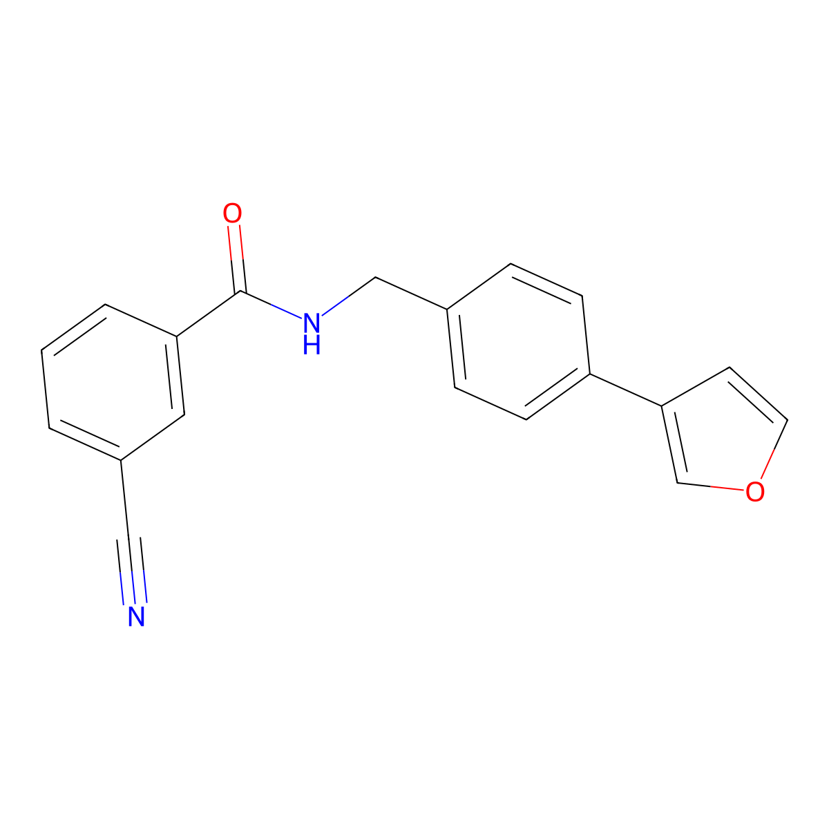 3-cyano-N-(4-(furan-3-yl)benzyl)benzamide molecular structure, CAS 2034296-55-2