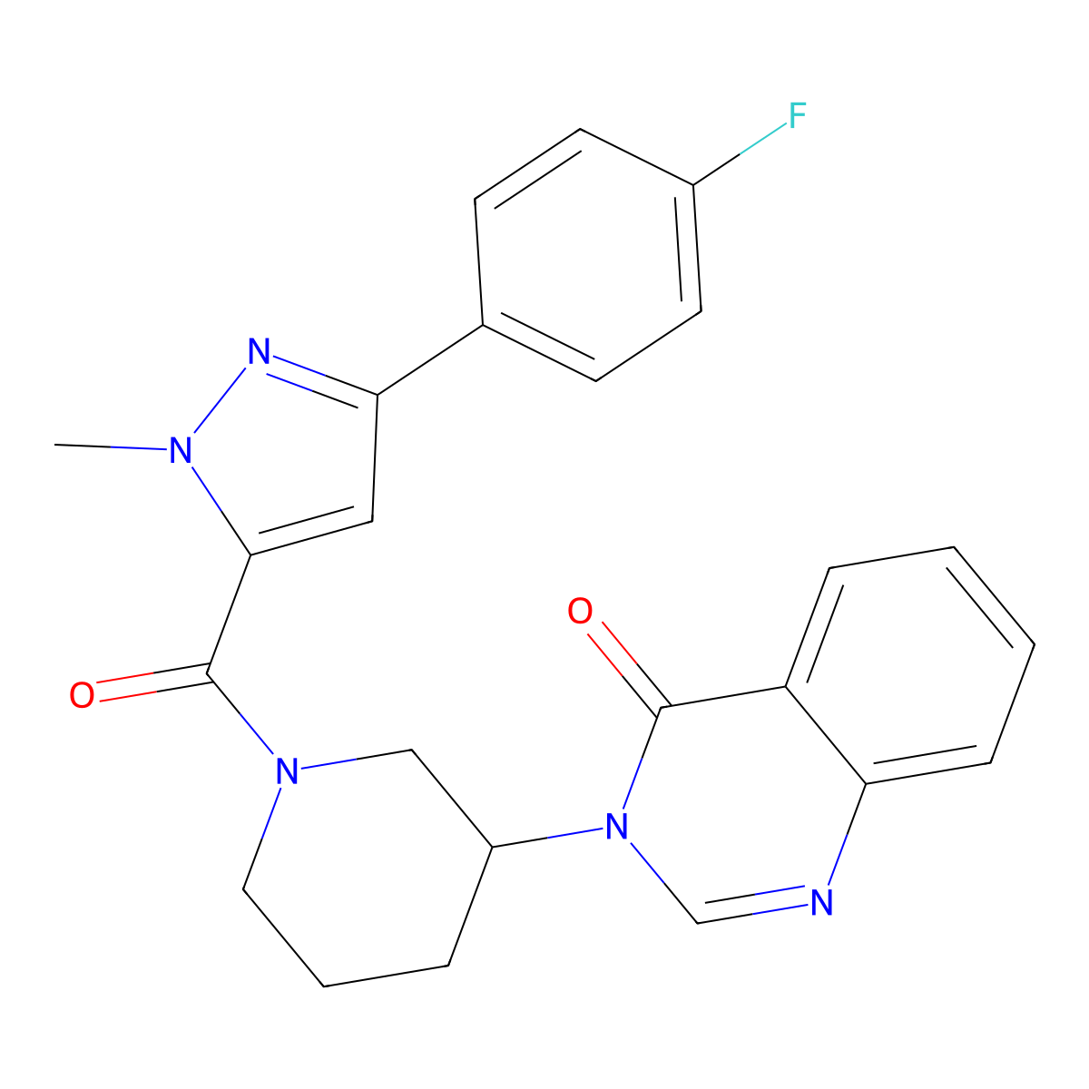 3-(1-(3-(4-fluorophenyl)-1-methyl-1H-pyrazole-5-carbonyl)piperidin-3-yl)quinazolin-4(3H)-one molecular structure, CAS 2034296-56-3
