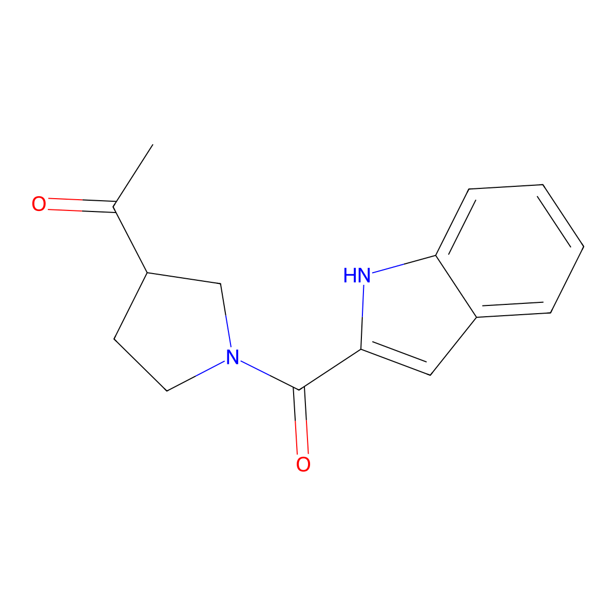 1-(1-(1H-indole-2-carbonyl)pyrrolidin-3-yl)ethanone molecular structure, CAS 2034296-58-5