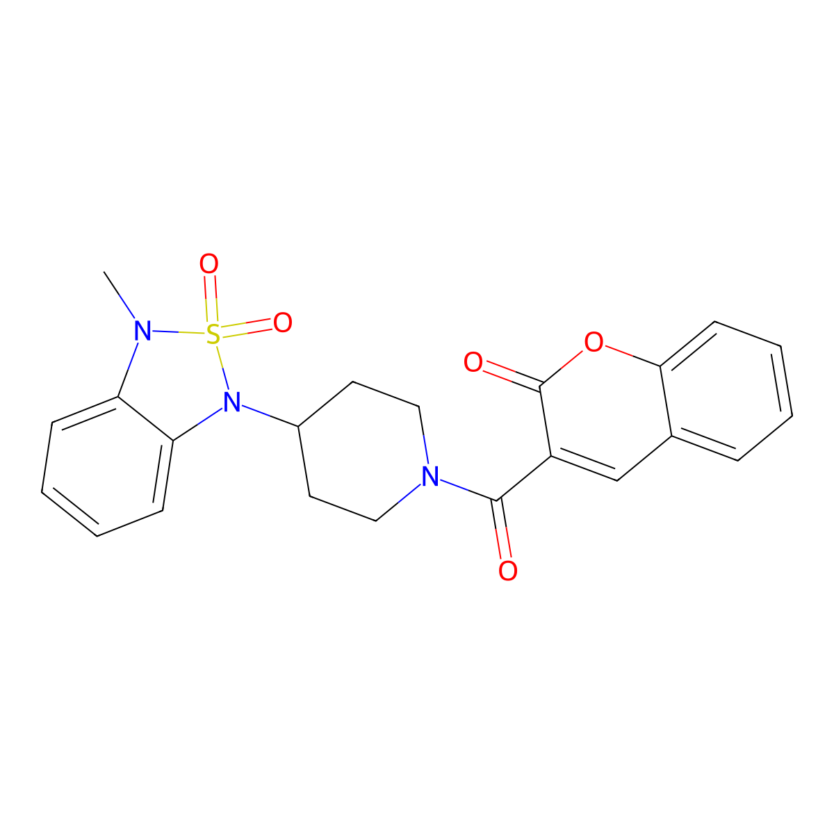 3-(4-(3-methyl-2,2-dioxidobenzo[c][1,2,5]thiadiazol-1(3H)-yl)piperidine-1-carbonyl)-2H-chromen-2-one molecular structure, CAS 2034296-68-7