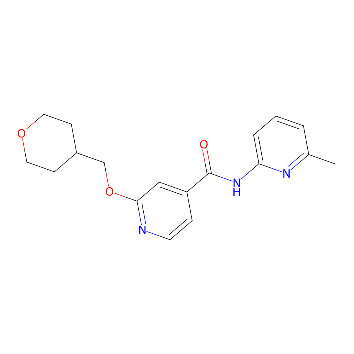 N-(6-methylpyridin-2-yl)-2-((tetrahydro-2H-pyran-4-yl)methoxy)isonicotinamide molecular structure, CAS 2034296-69-8