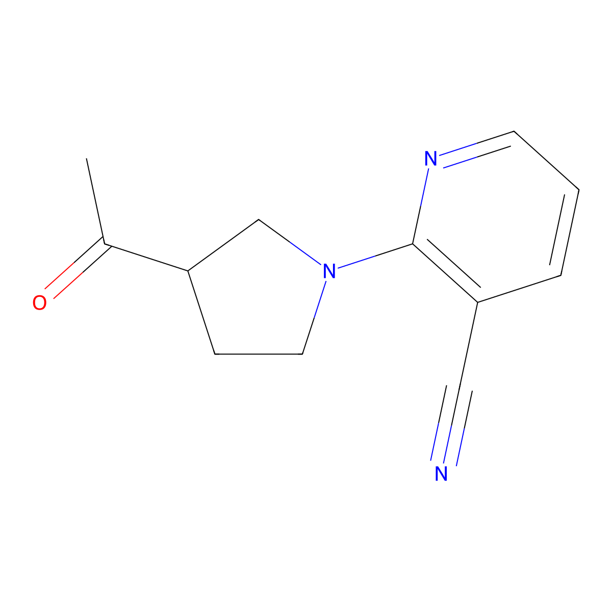 2-(3-Acetylpyrrolidin-1-yl)nicotinonitrile molecular structure, CAS 2034296-79-0