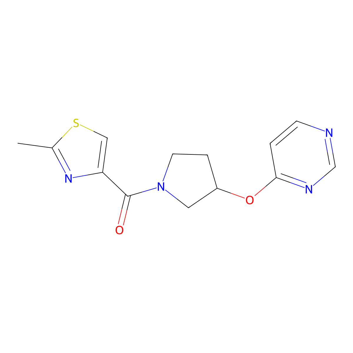 (2-Methylthiazol-4-yl)(3-(pyrimidin-4-yloxy)pyrrolidin-1-yl)methanone molecular structure, CAS 2034296-89-2