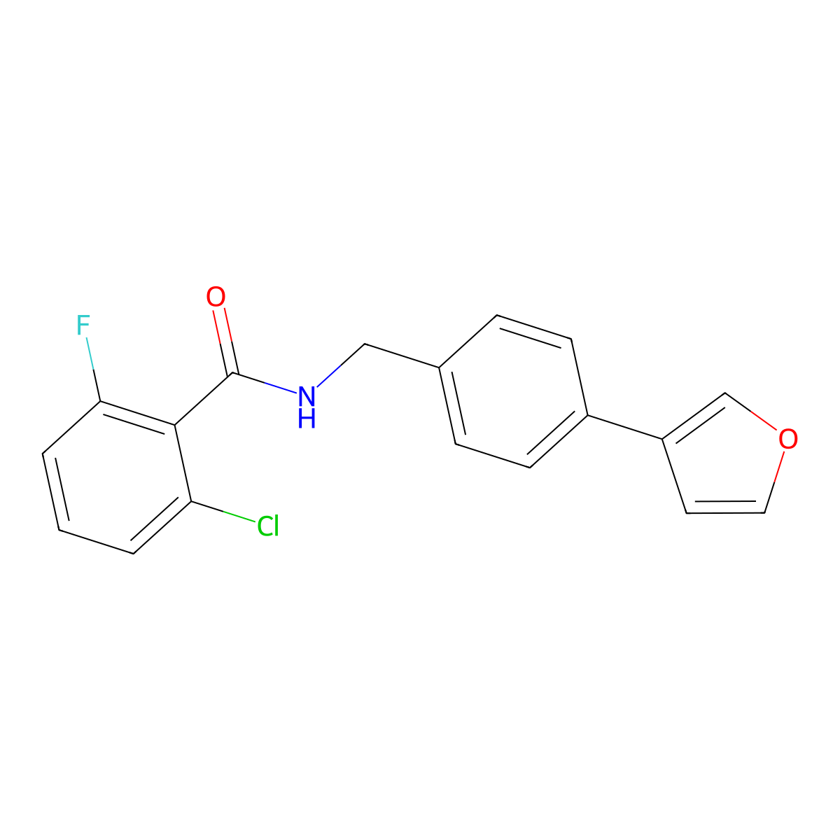 2-chloro-6-fluoro-N-(4-(furan-3-yl)benzyl)benzamide molecular structure, CAS 2034296-90-5