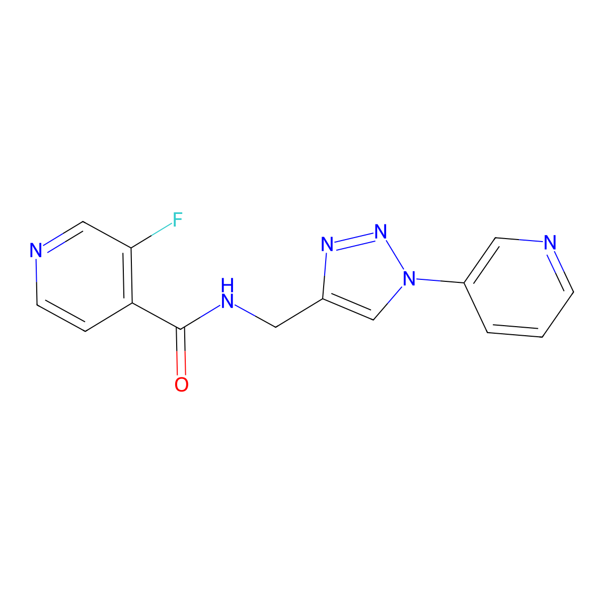 3-fluoro-N-((1-(pyridin-3-yl)-1H-1,2,3-triazol-4-yl)methyl)isonicotinamide molecular structure, CAS 2034296-91-6