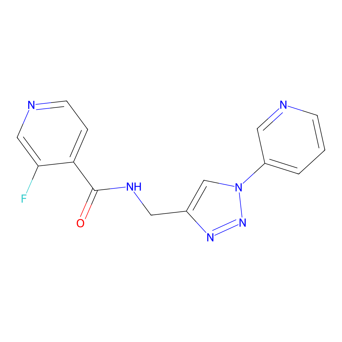 3-fluoro-N-((1-(pyridin-3-yl)-1H-1,2,3-triazol-4-yl)methyl)isonicotinamide molecular structure, CAS 2034296-91-6