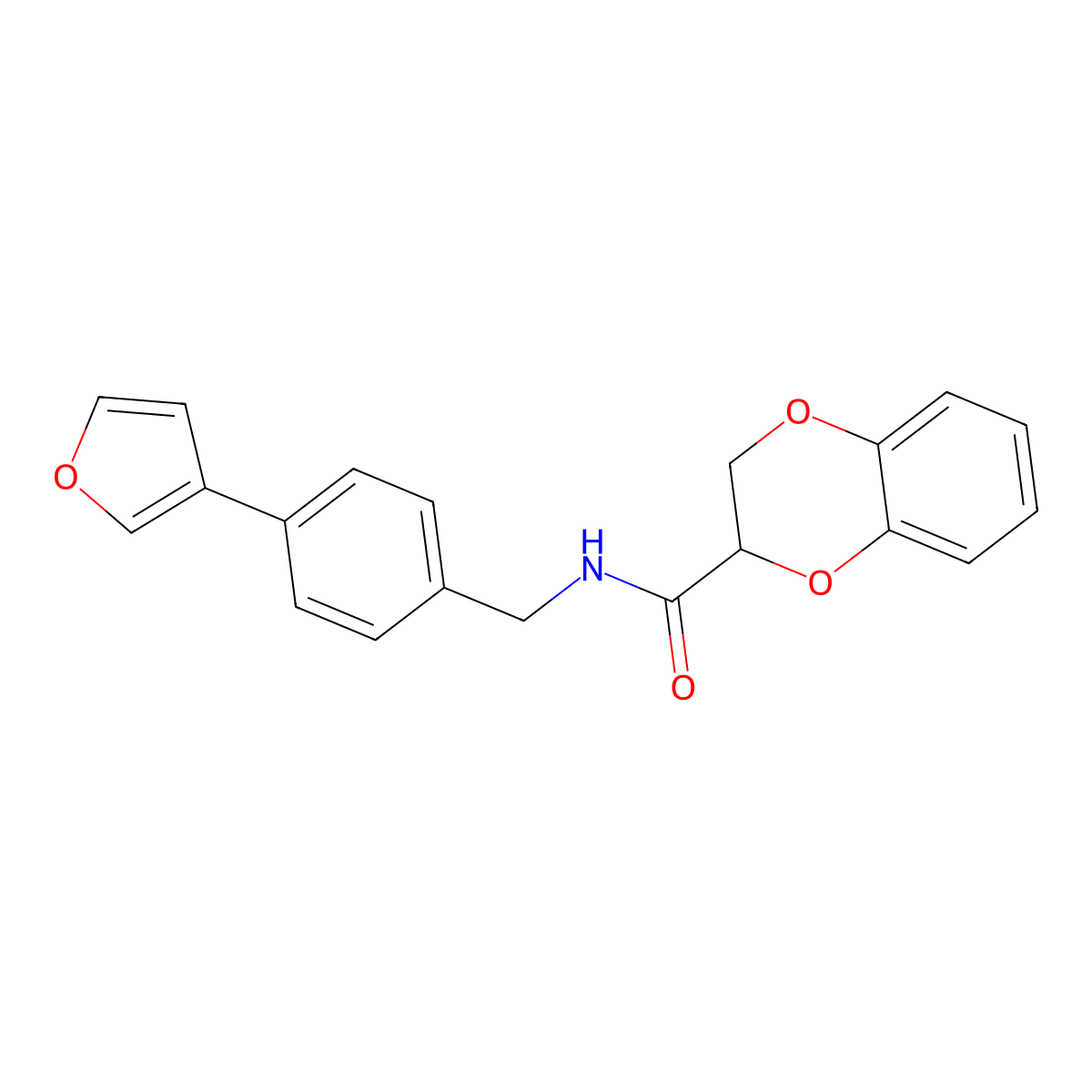 N-{[4-(furan-3-yl)phenyl]methyl}-2,3-dihydro-1,4-benzodioxine-2-carboxamide molecular structure, CAS 2034296-96-1