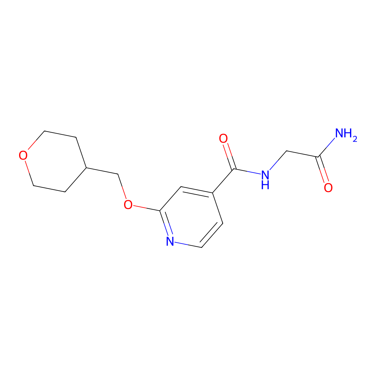 N-(2-amino-2-oxoethyl)-2-((tetrahydro-2H-pyran-4-yl)methoxy)isonicotinamide molecular structure, CAS 2034296-97-2