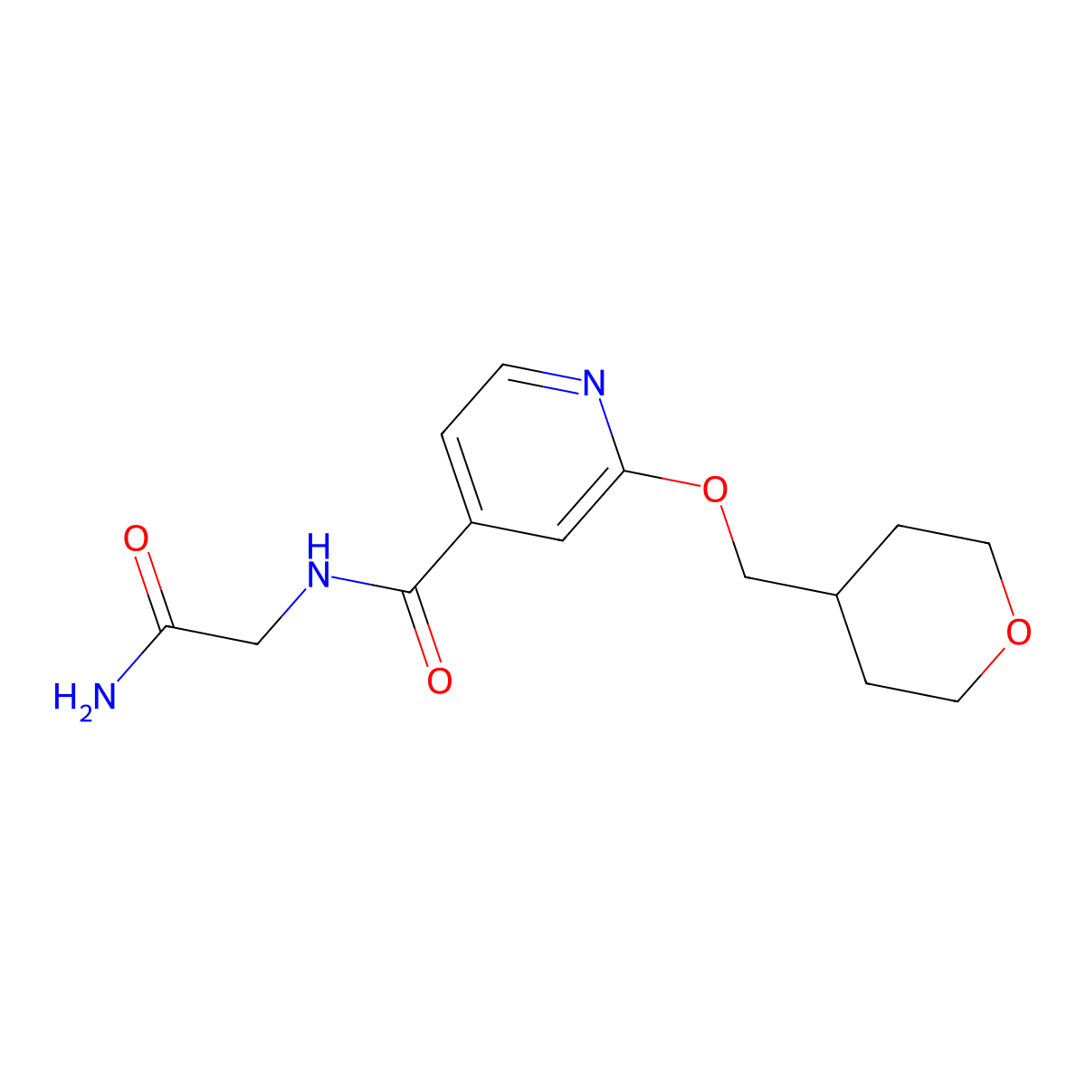 N-(2-amino-2-oxoethyl)-2-((tetrahydro-2H-pyran-4-yl)methoxy)isonicotinamide molecular structure, CAS 2034296-97-2