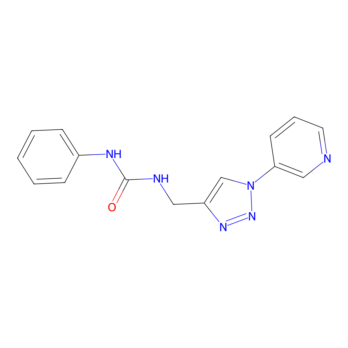 1-phenyl-3-((1-(pyridin-3-yl)-1H-1,2,3-triazol-4-yl)methyl)urea molecular structure, CAS 2034296-99-4