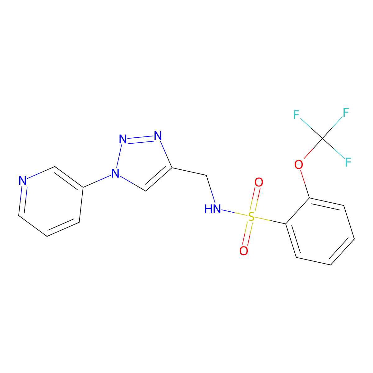 N-{[1-(pyridin-3-yl)-1H-1,2,3-triazol-4-yl]methyl}-2-(trifluoromethoxy)benzene-1-sulfonamide molecular structure, CAS 2034297-09-9