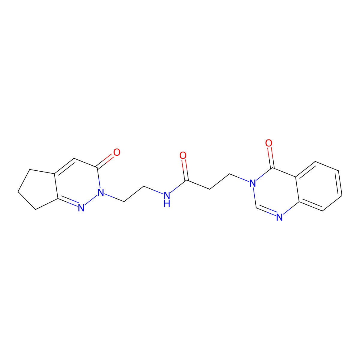 N-(2-(3-oxo-3,5,6,7-tetrahydro-2H-cyclopenta[c]pyridazin-2-yl)ethyl)-3-(4-oxoquinazolin-3(4H)-yl)propanamide molecular structure, CAS 2034297-15-7