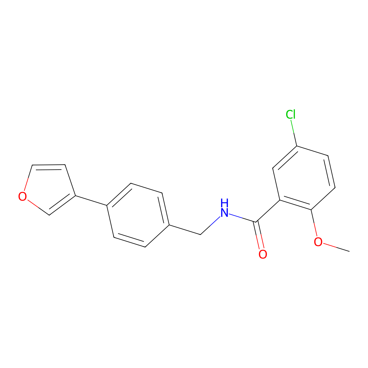 5-chloro-N-{[4-(furan-3-yl)phenyl]methyl}-2-methoxybenzamide molecular structure, CAS 2034297-17-9