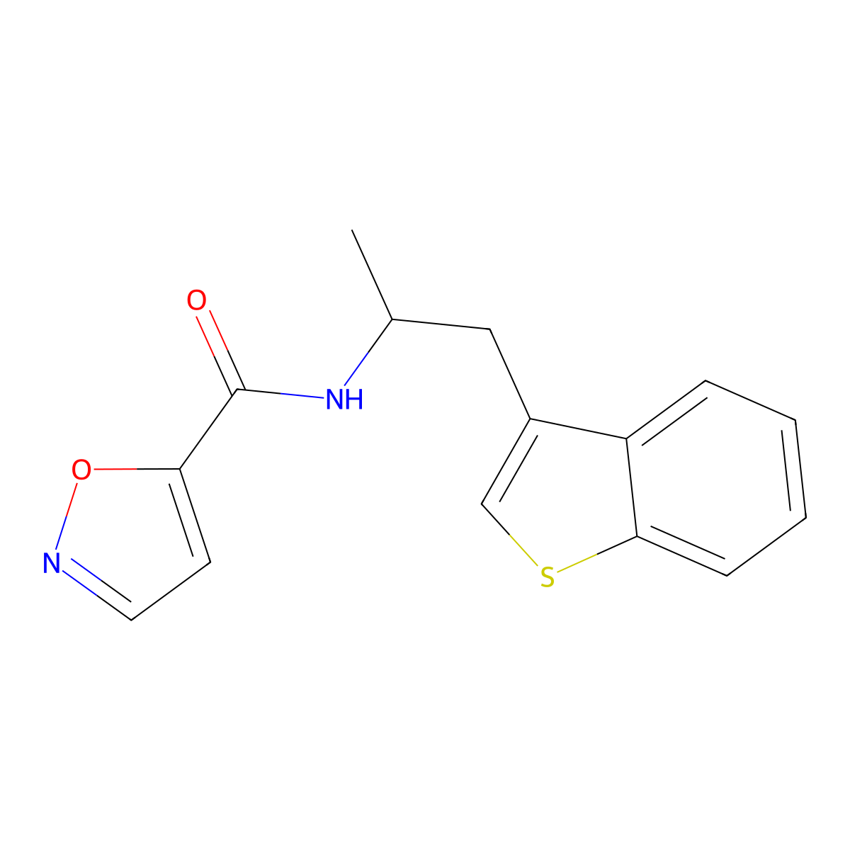 N-(1-(benzo[b]thiophen-3-yl)propan-2-yl)isoxazole-5-carboxamide molecular structure, CAS 2034297-20-4