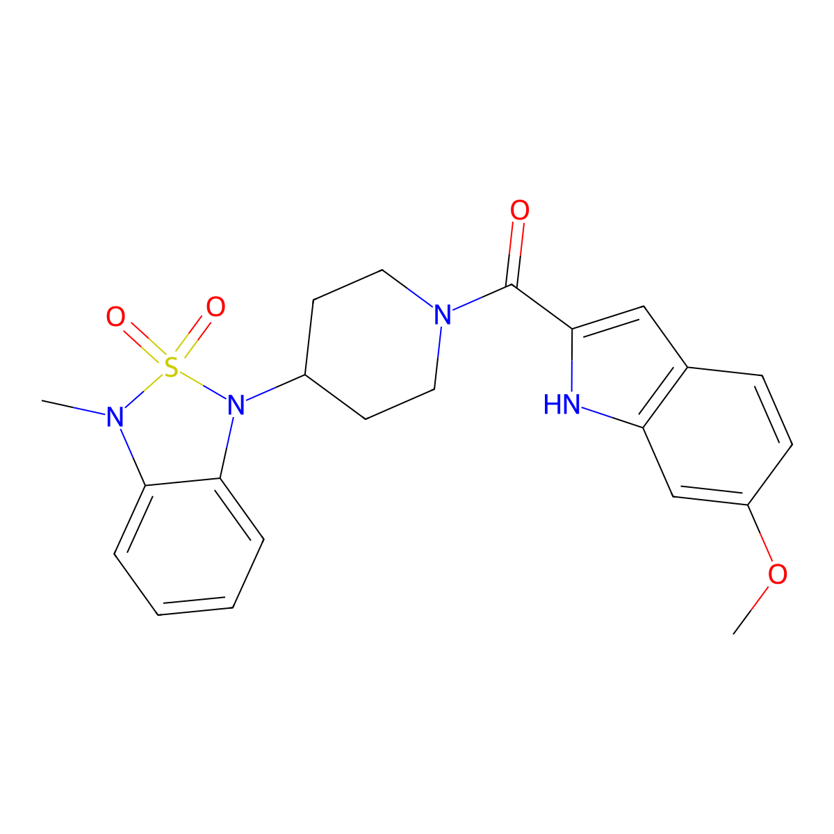 (6-methoxy-1H-indol-2-yl)(4-(3-methyl-2,2-dioxidobenzo[c][1,2,5]thiadiazol-1(3H)-yl)piperidin-1-yl)methanone molecular structure, CAS 2034297-22-6
