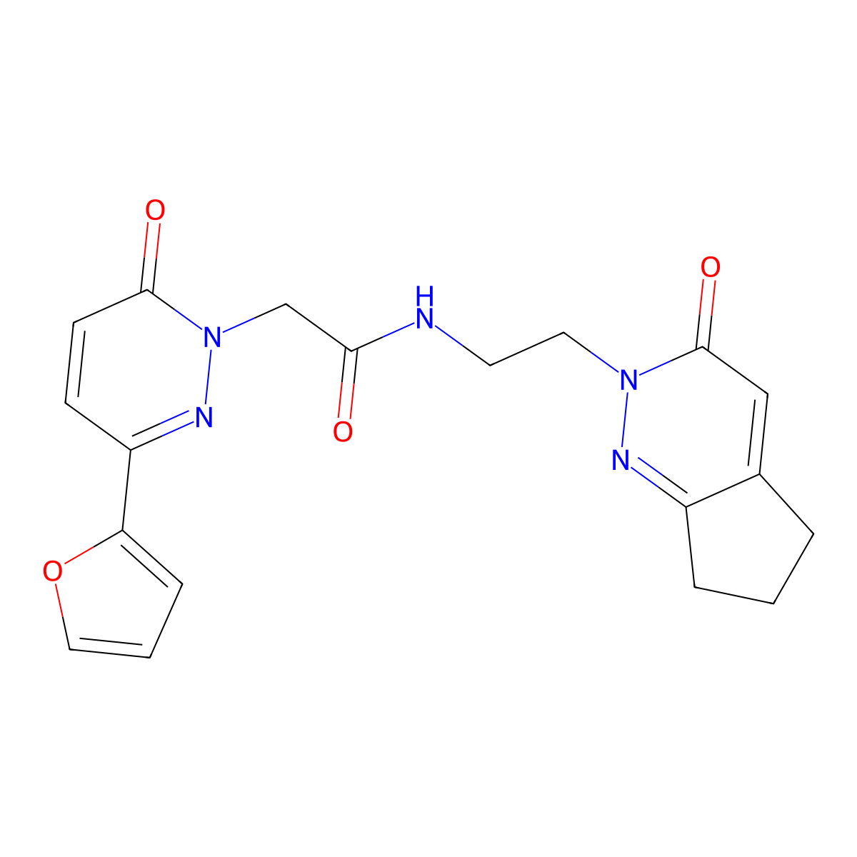 2-(3-(furan-2-yl)-6-oxopyridazin-1(6H)-yl)-N-(2-(3-oxo-3,5,6,7-tetrahydro-2H-cyclopenta[c]pyridazin-2-yl)ethyl)acetamide molecular structure, CAS 2034297-23-7