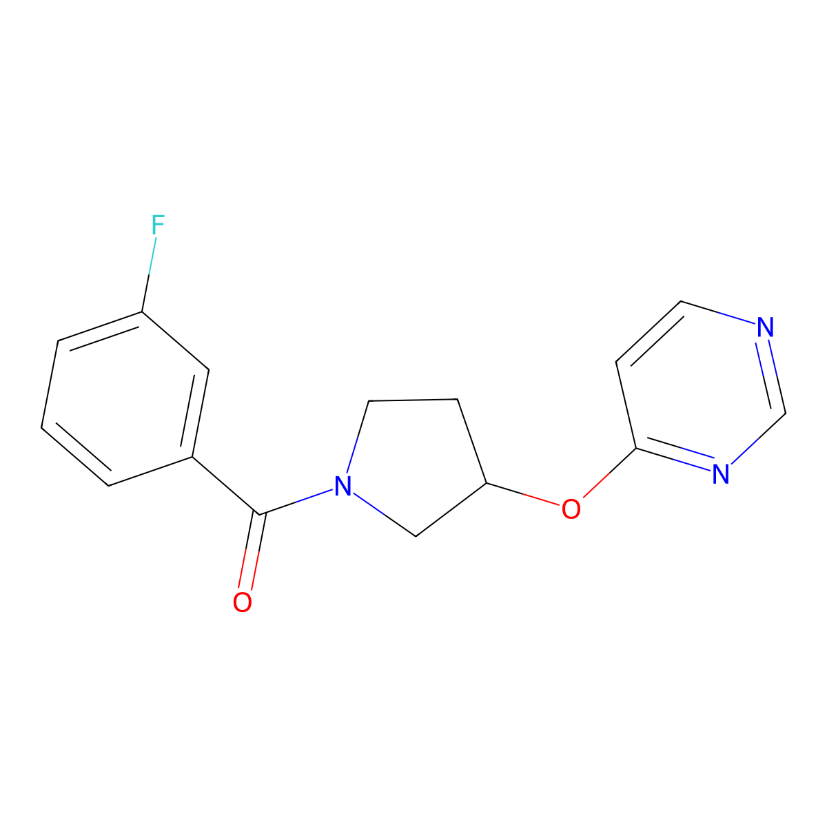 (3-Fluorophenyl)(3-(pyrimidin-4-yloxy)pyrrolidin-1-yl)methanone molecular structure, CAS 2034297-24-8