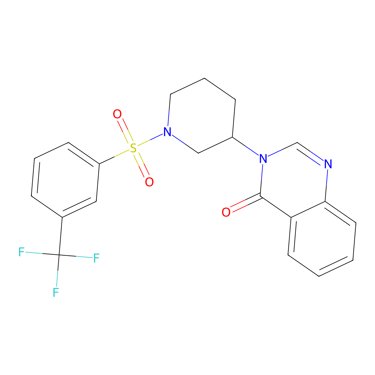 3-(1-((3-(trifluoromethyl)phenyl)sulfonyl)piperidin-3-yl)quinazolin-4(3H)-one molecular structure, CAS 2034297-29-3