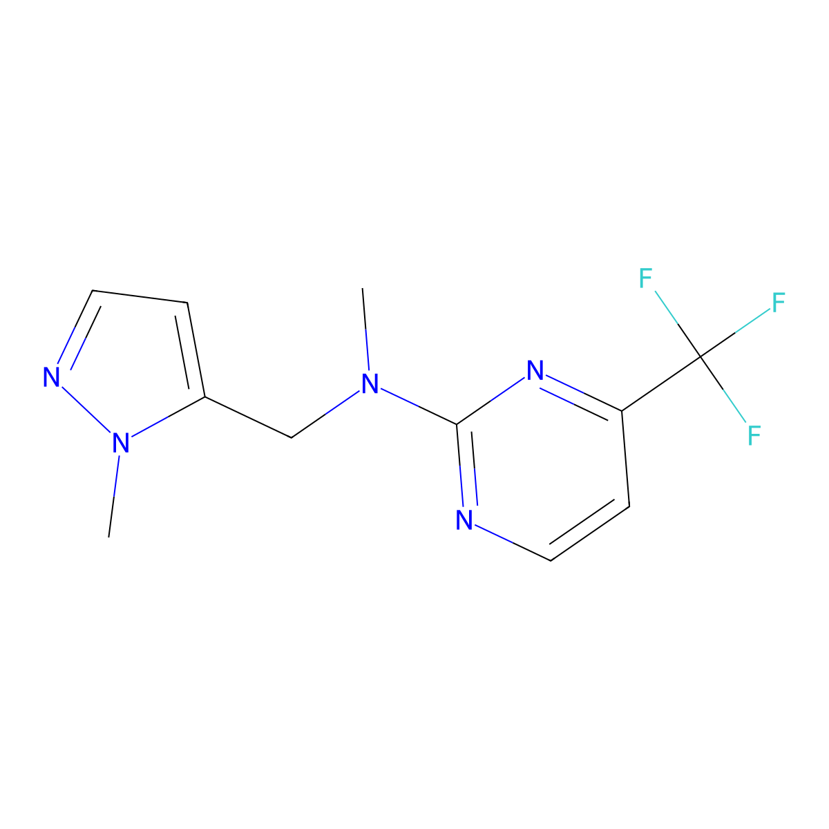 N-methyl-N-[(1-methyl-1H-pyrazol-5-yl)methyl]-4-(trifluoromethyl)pyrimidin-2-amine molecular structure, CAS 2034297-34-0