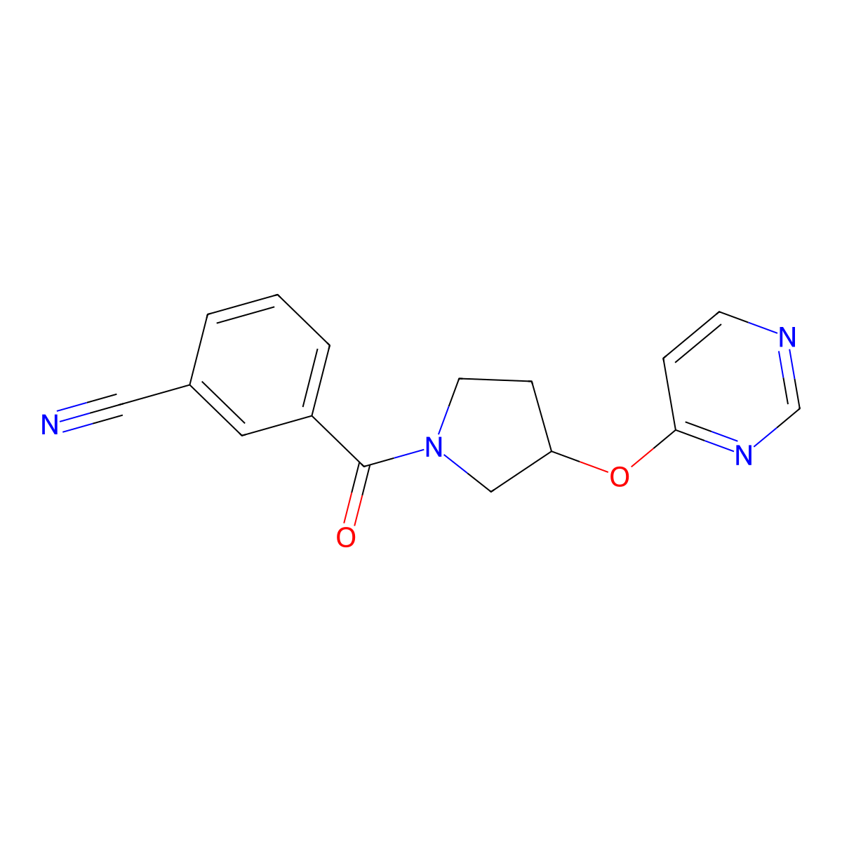 3-(3-(Pyrimidin-4-yloxy)pyrrolidine-1-carbonyl)benzonitrile molecular structure, CAS 2034297-54-4